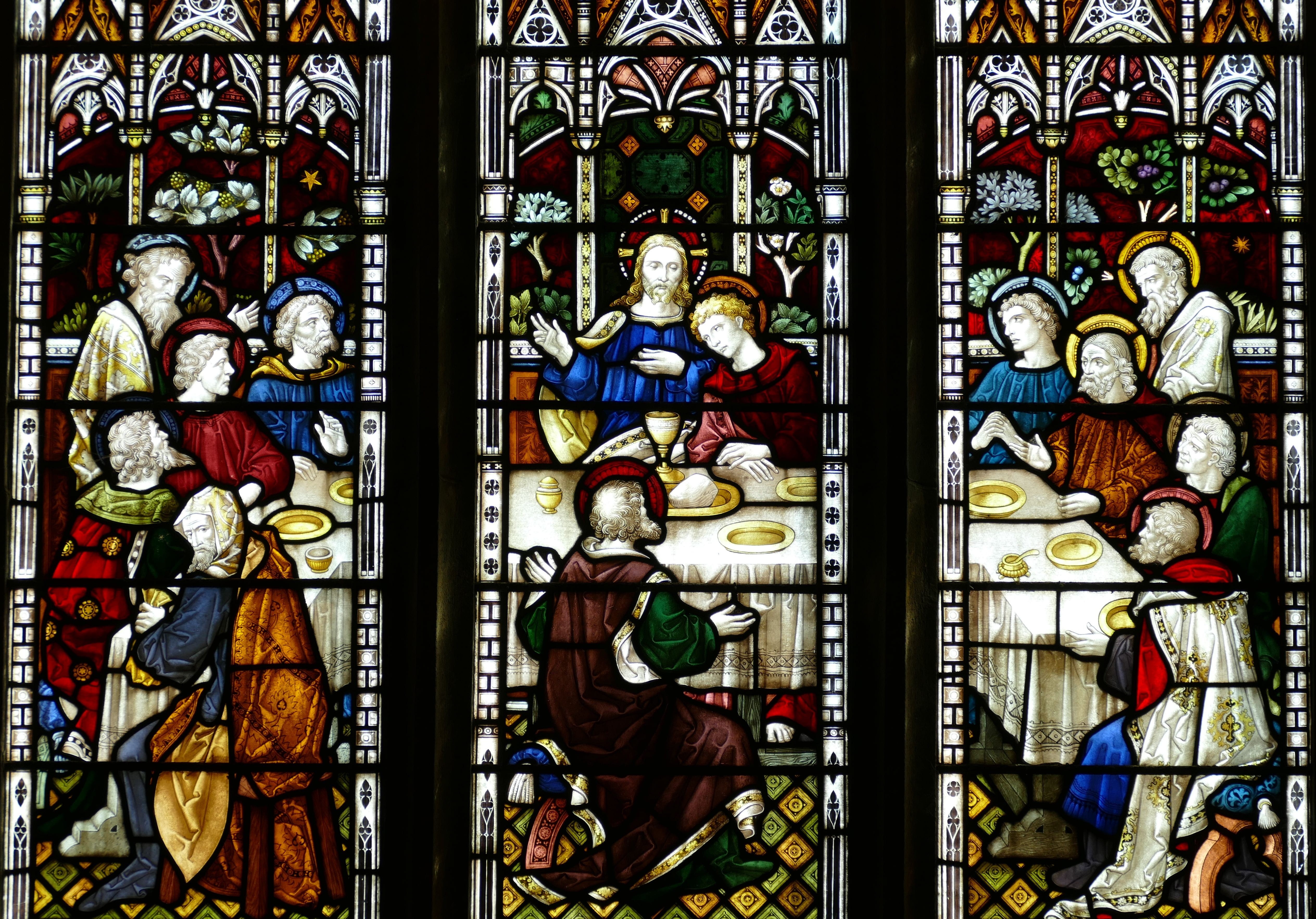 art and craft, place of worship, religion, pattern, belief, christ, religious, day, glass, creativity, last supper, architecture, human representation, HD Wallpaper