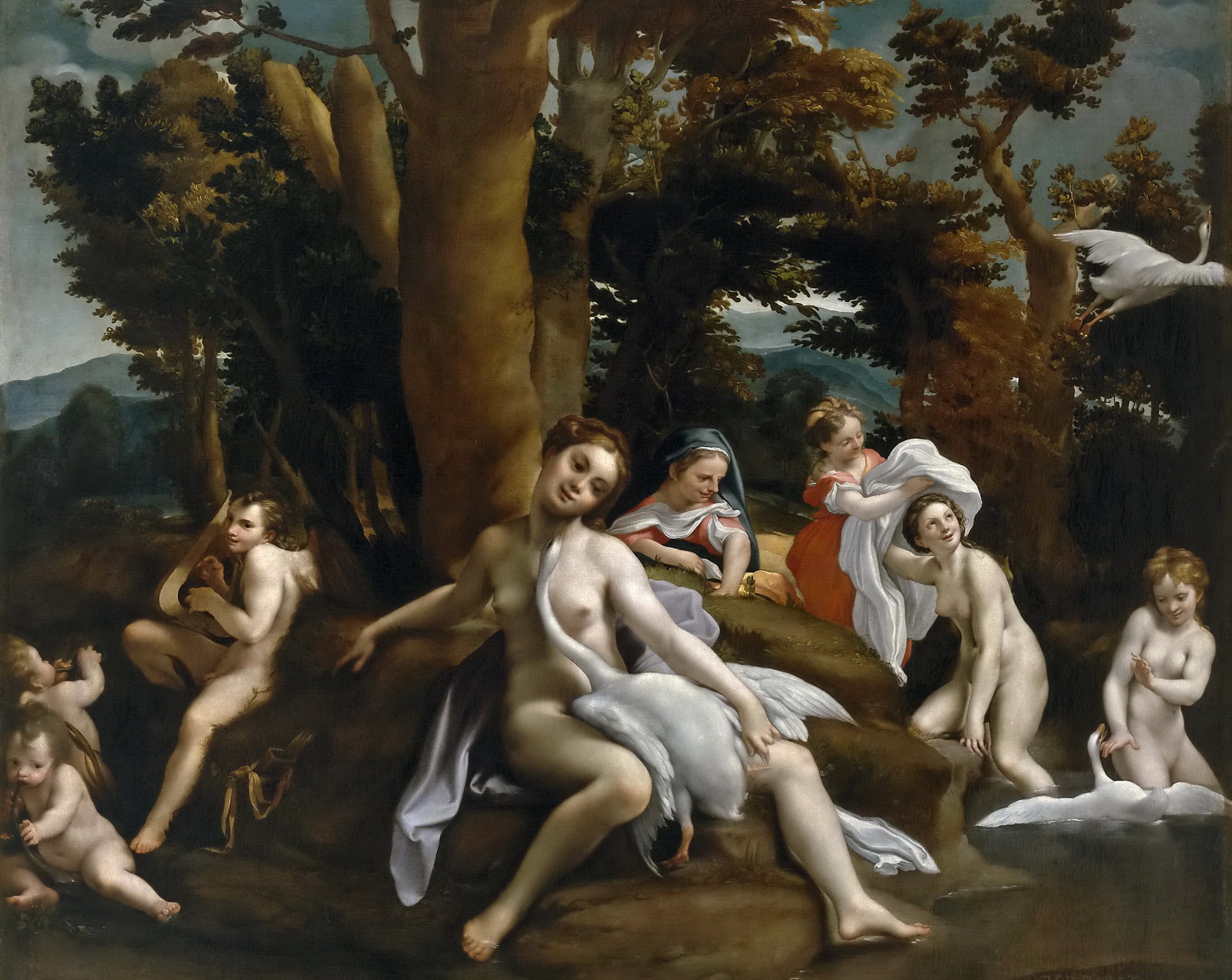 picture, mythology, Eugenio Caxes, The legend of Leda, 1080P, genre, HD Wallpaper