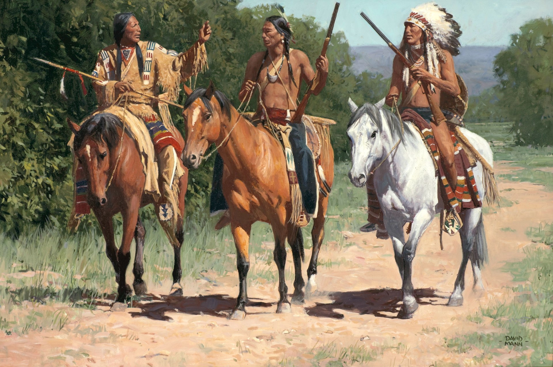 paintings, art, 1080P, american, indian, western, horse, native, HD Wallpaper