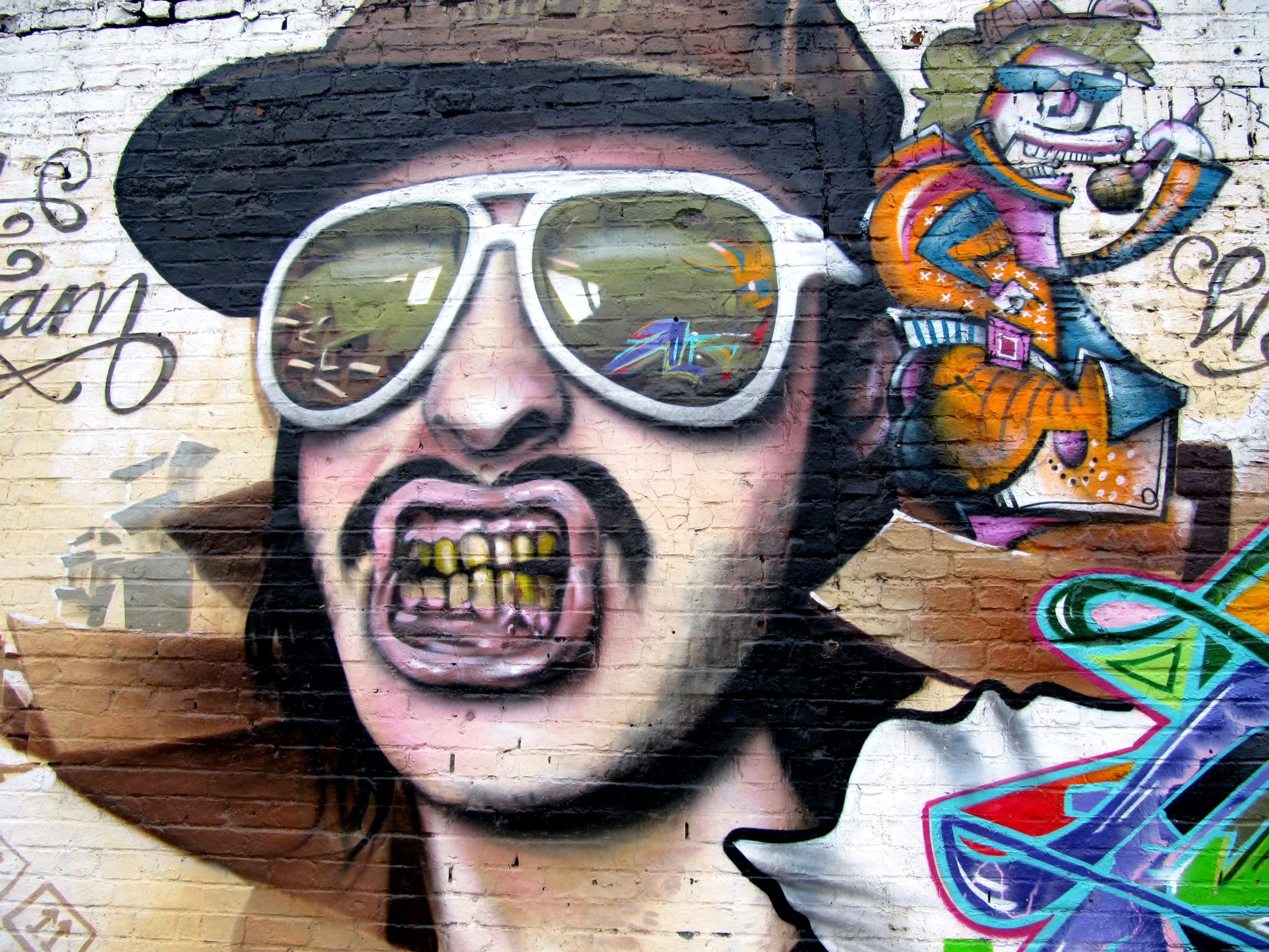 male likeness, representation, sunglasses, cap, brown, creativity, art, no people, man, one man only, people, adult, berlin, outdoors, wall - building feature, HD Wallpaper