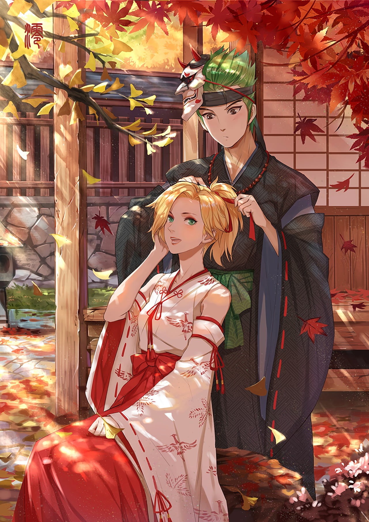 women, celebration, architecture, 720P, one person, Genji (Overwatch), traditional clothing, nature, video games, young adult, clothing, artwork, art and craft, Phone HD Wallpaper