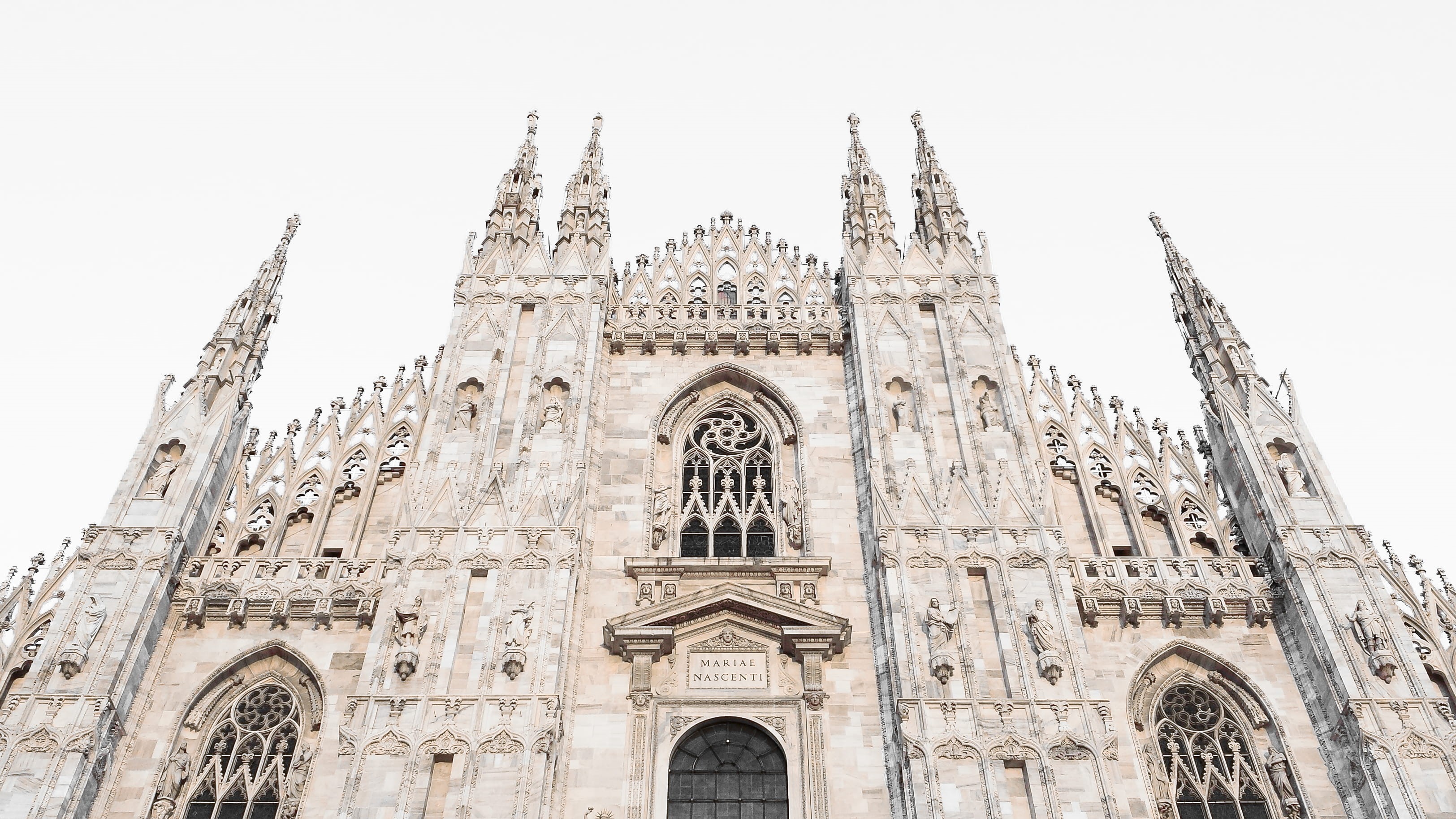 travel destinations, low angle view, beautiful, white, clear sky, outdoor, 2K, belief, spire, sightseeing, dominik, cathedral, spirituality, religion, HD Wallpaper