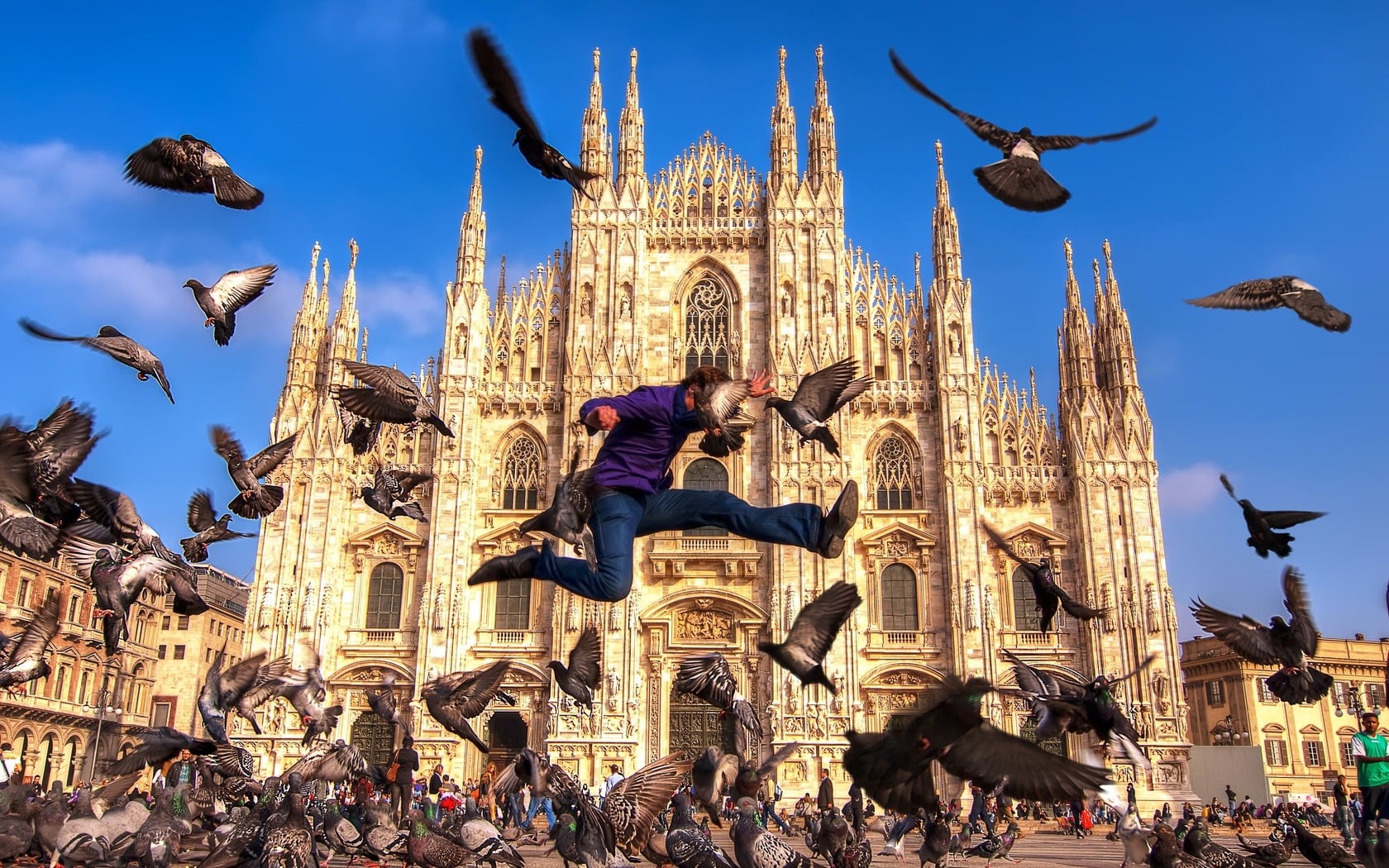 fly, moment, statue, monument, tourist, religion, towers, belief, travel Destinations, wings, catholicism, purple, 720P, pack, men, cultures, italy, pants, HD Wallpaper