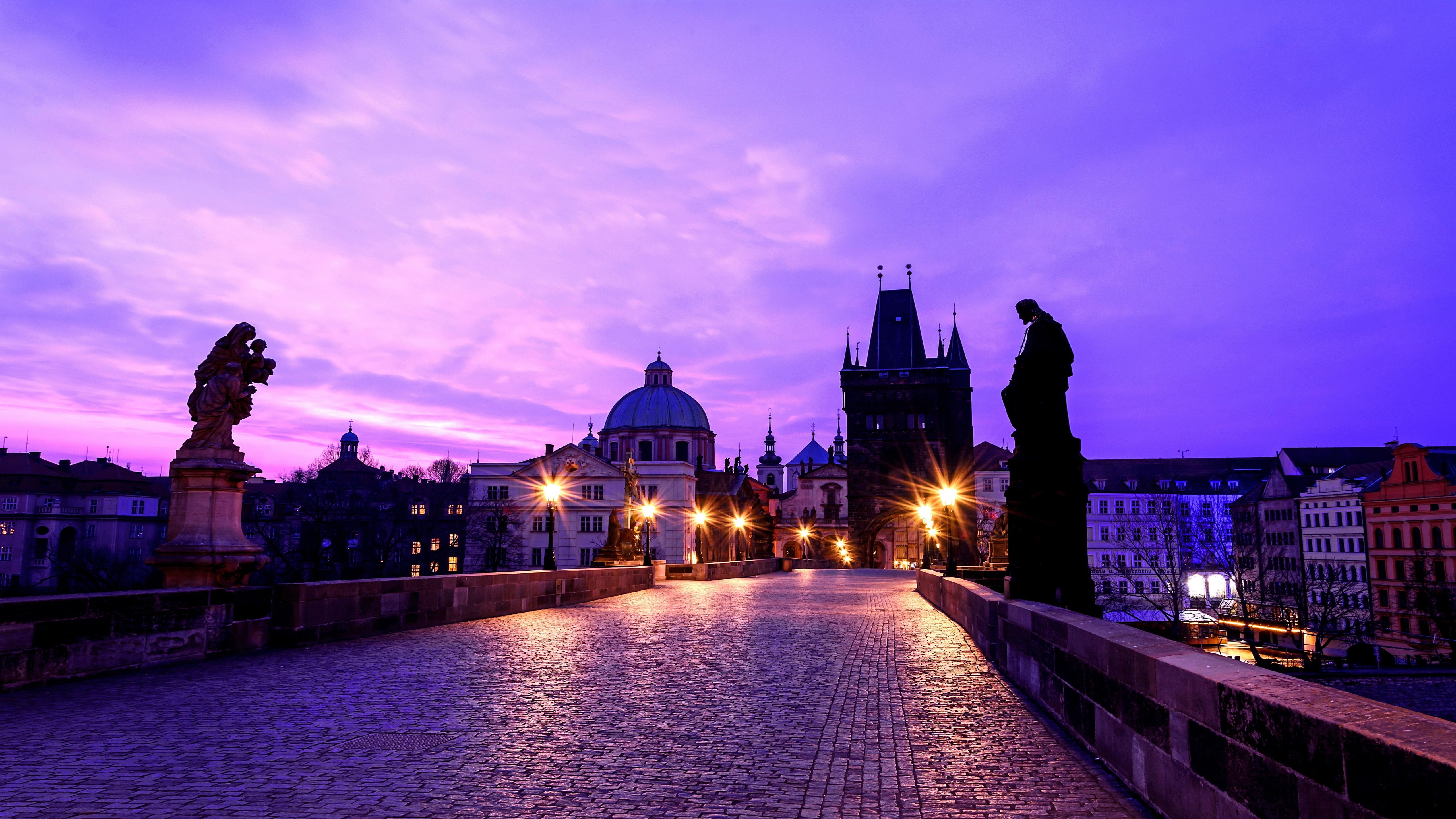 bridge, charles bridge, europe, 5K, evening, prague, czech republic, dusk, HD Wallpaper