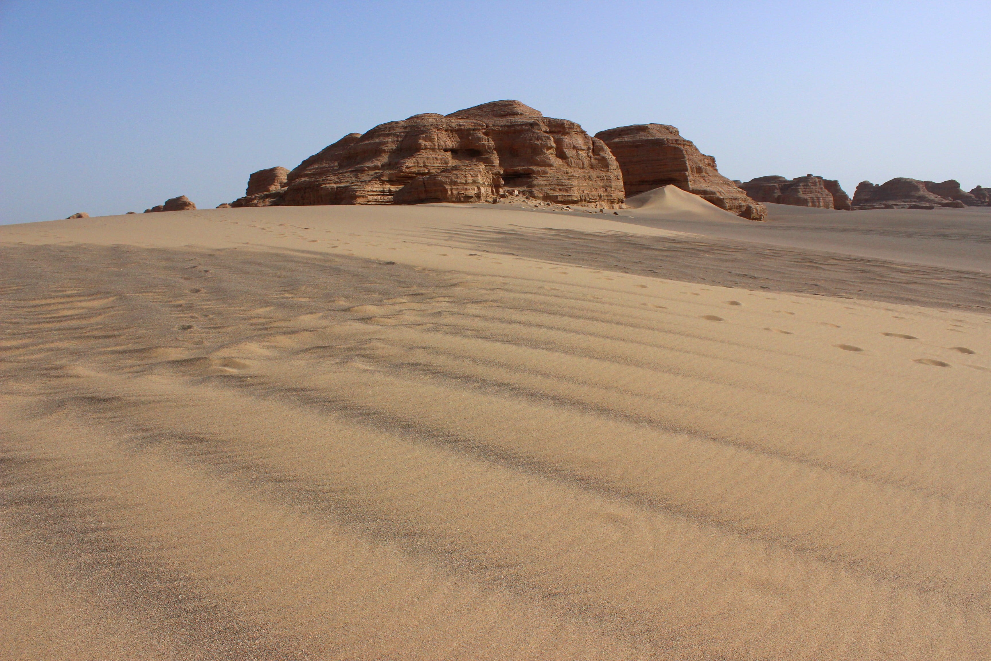 rock - object, rock, climate, clear sky, beauty in nature, tranquility, outdoors, sand, tranquil scene, rock formation, desert, travel destinations, eroded, HD Wallpaper