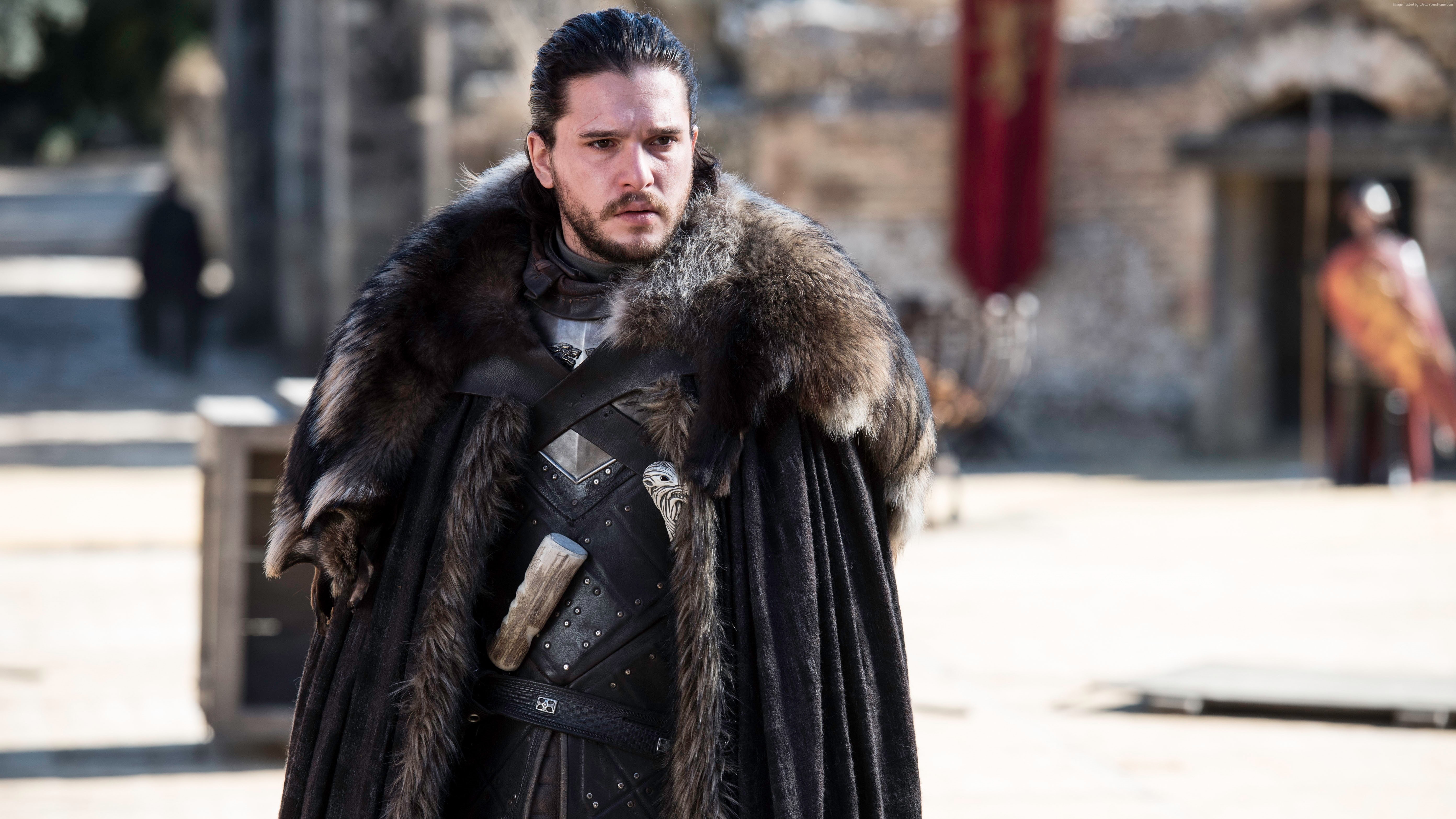 fur, outdoors, front view, Game of Thrones Season 7, architecture, focus on foreground, cold temperature, standing, street, fur coat, young adult, Kit Harington, HD Wallpaper