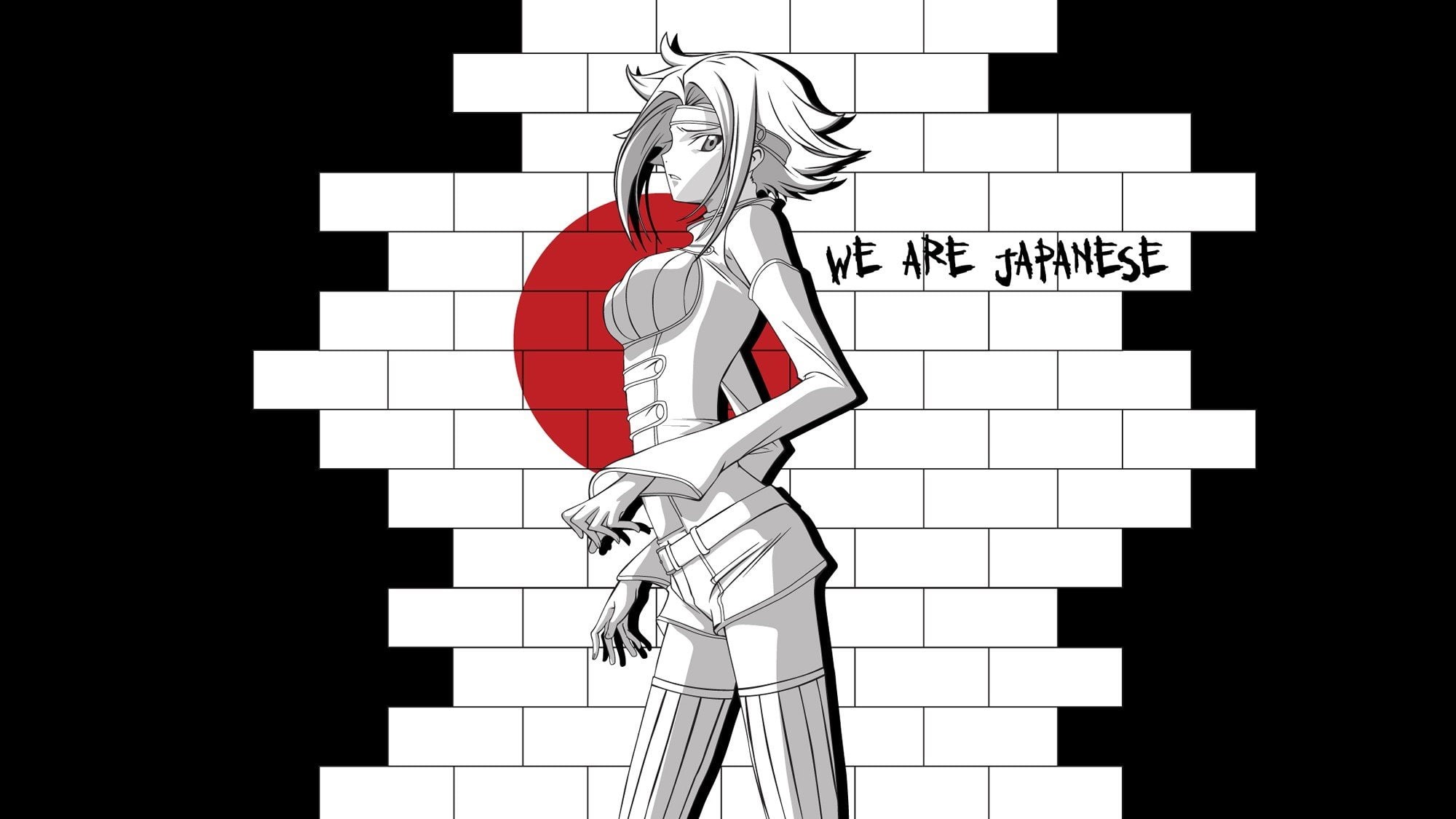 Kallen Stadtfeld, art, code, hd, 2000x1125 px, mario, 1080P, anime, selective, geass, coloring, bricks, video, stadtfeld, kallen, x, selective coloring, HD Wallpaper