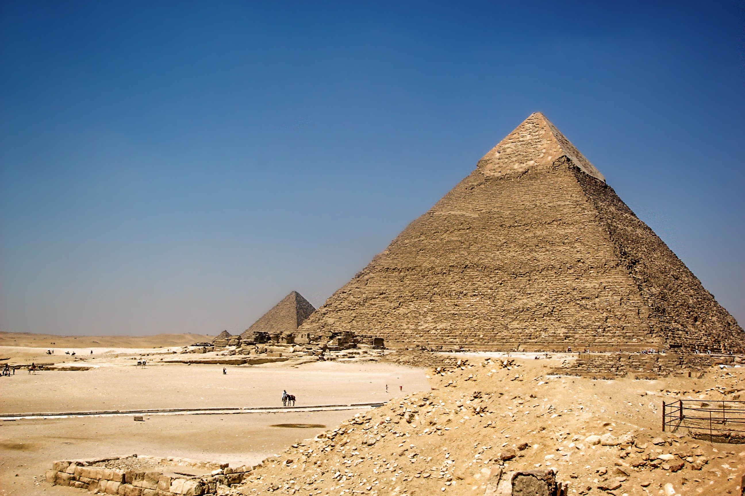 climate, tourism, historical, 2K, clear sky, ancient civilization, antique, egypt, the past, architecture, arid climate, no people, culture, built structure, HD Wallpaper