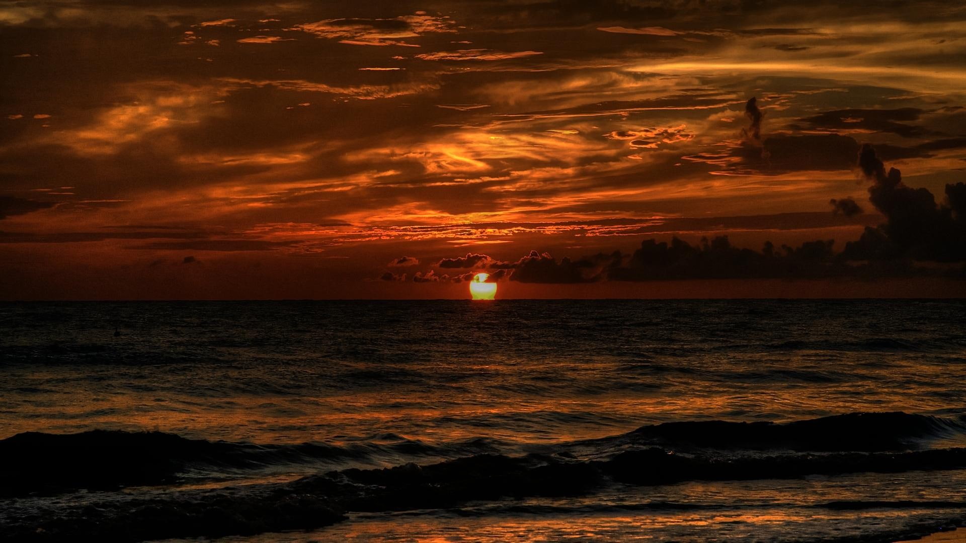 west, fiery, flowing, soft, sunset, beautiful, water, glowing, 1080P, smooth, florida, 3d and abstrac, key, HD Wallpaper