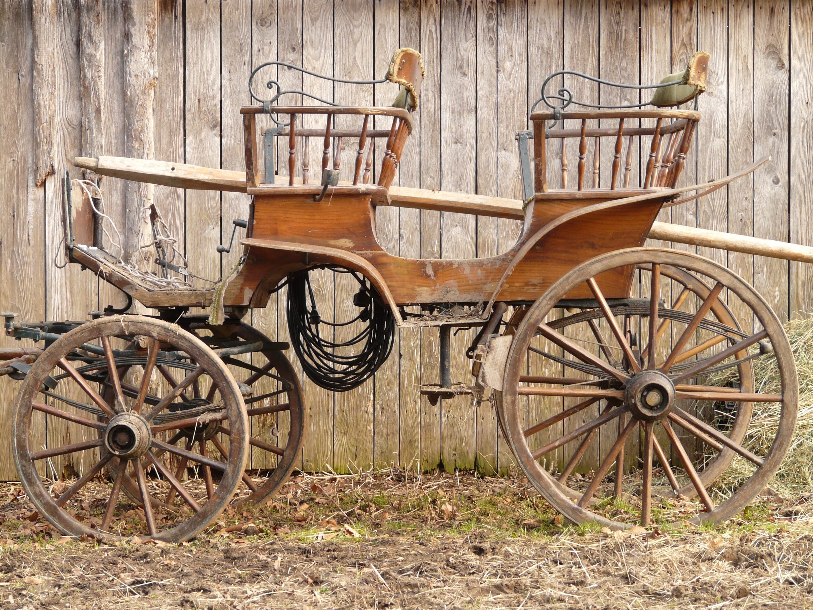 wooden, nature, traffic, land vehicle, vehicle, team, old-fashioned, wheel, horse Cart, mode of transportation, stationary, farm, cart, wagon Wheel, architecture, HD Wallpaper