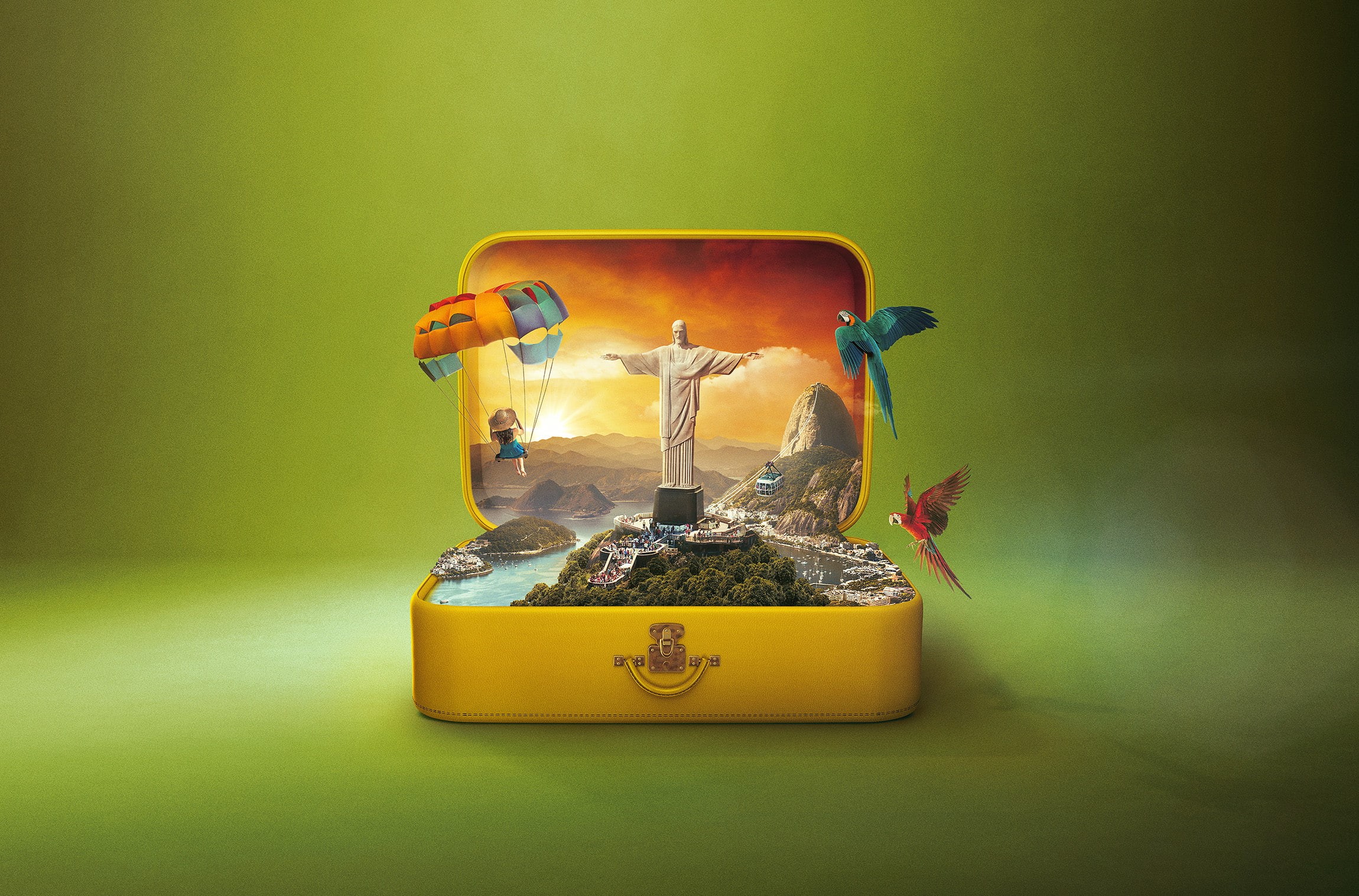representation, yellow background, illuminated, yellow, 1080P, Christ the Redeemer, still life, table, retro styled, single object, nostalgia, indoors, HD Wallpaper