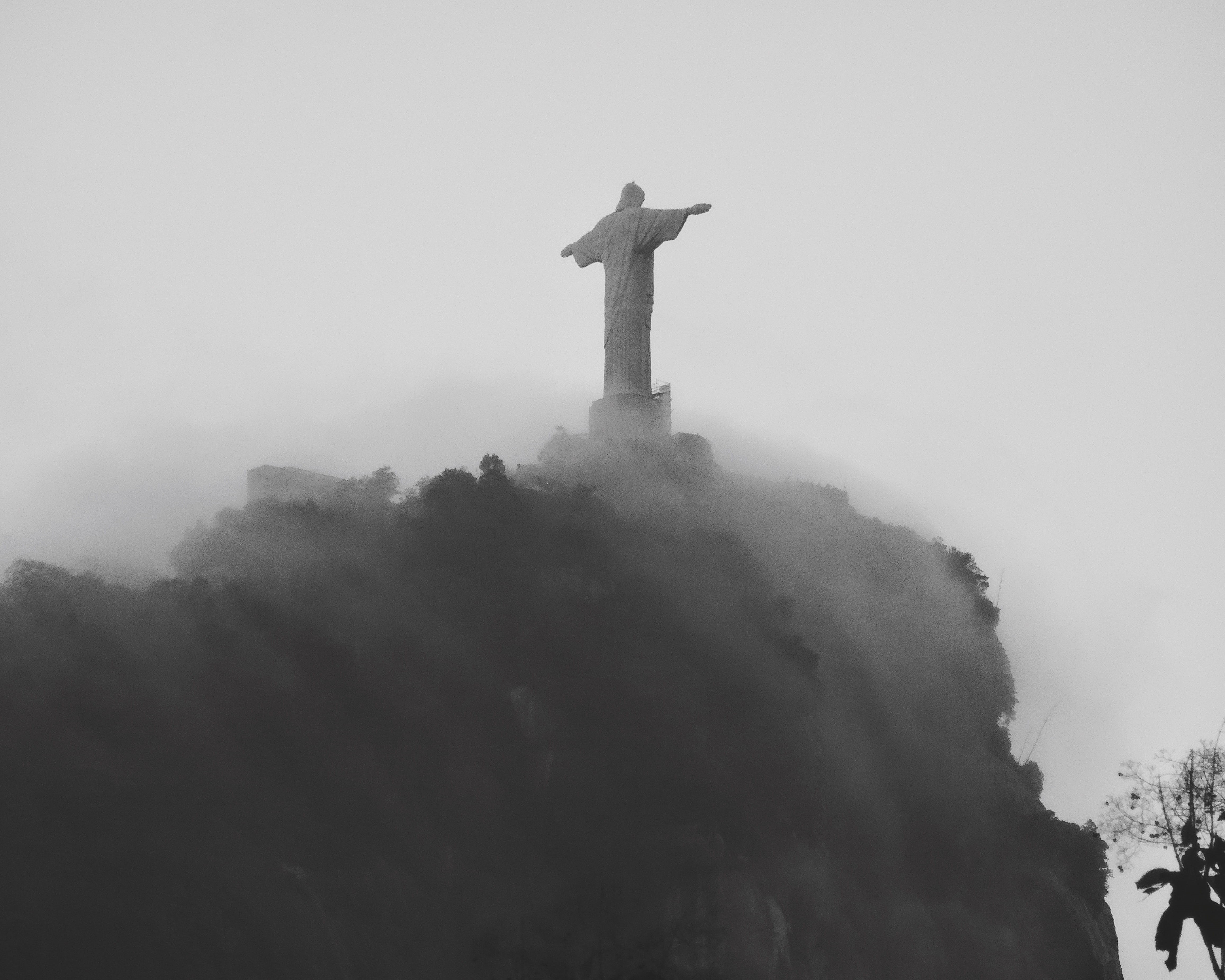fog, sculpture, low angle view, sky, ipanema, architecture, built structure, building, building exterior, day, nature, rio de janeiro, religion, history, HD Wallpaper