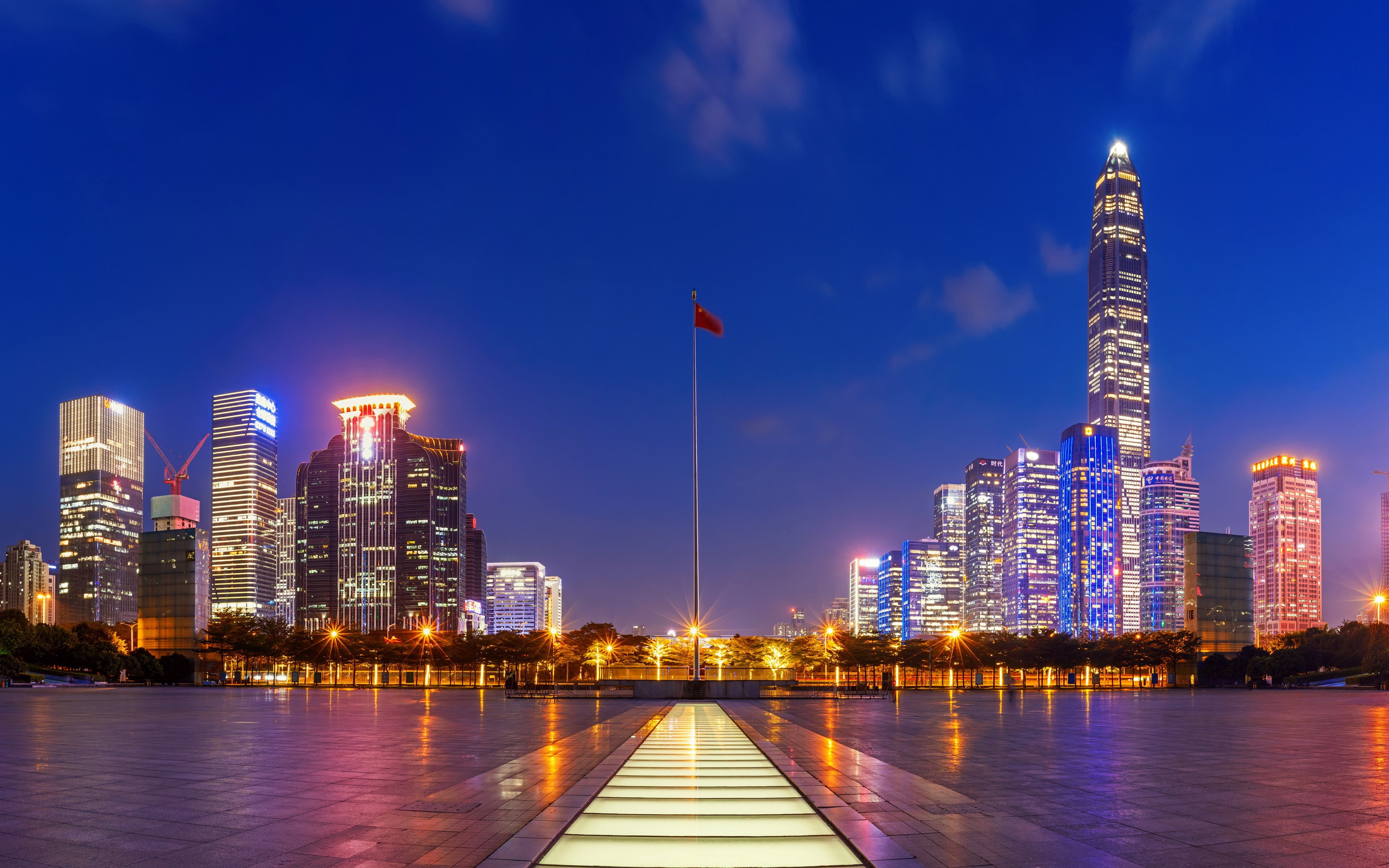 built structure, modern, skyscraper, nature, financial district, china, no people, building exterior, landscape, view, reflection, ping, building, office, HD Wallpaper