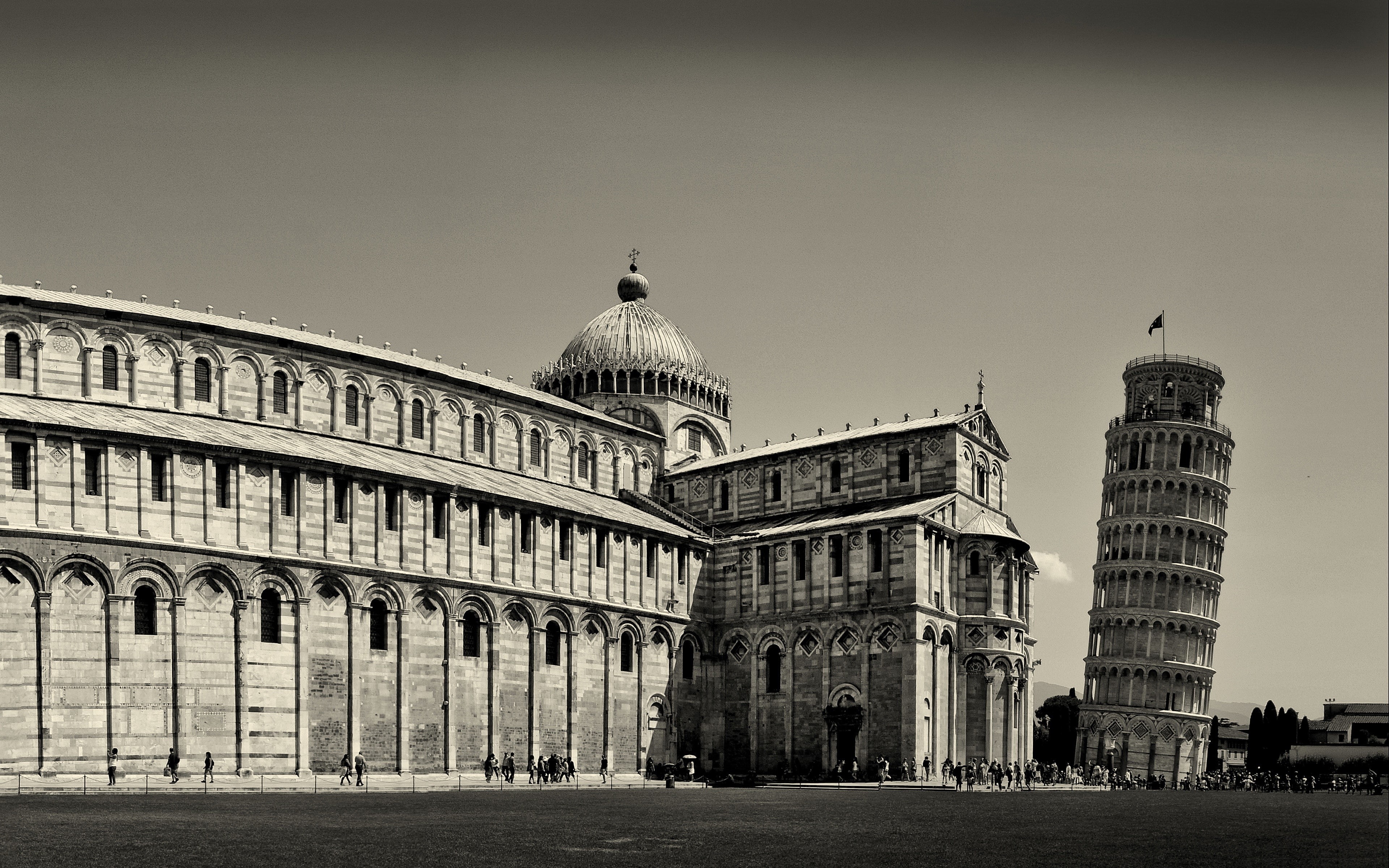 built structure, the past, building exterior, sky, religion, clear sky, architecture, Leaning tower, Pisa, tourism, 4K, outdoors, dome, history, building, HD Wallpaper