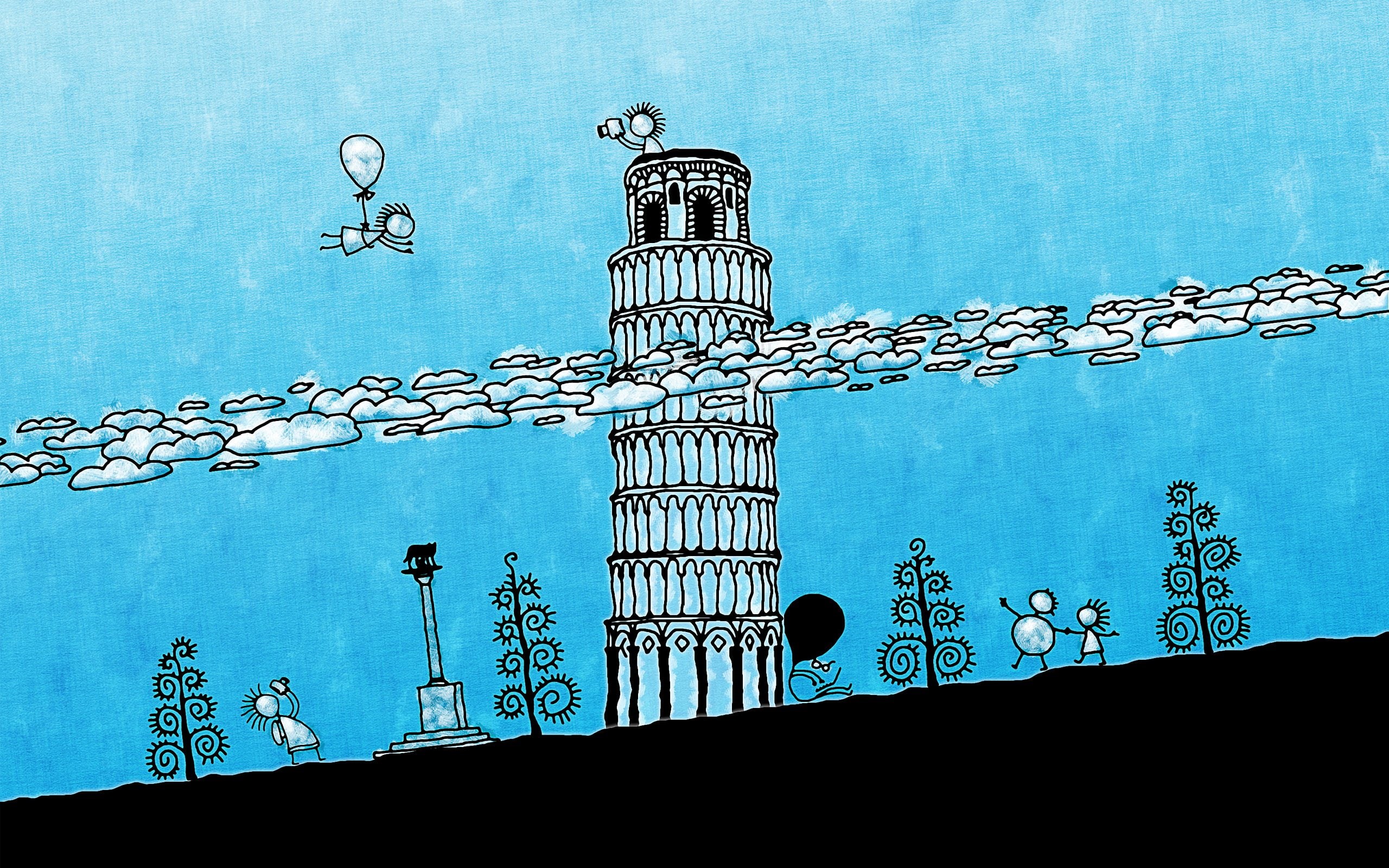 artistic, pisa, 2K, tower, fly, leaning, HD Wallpaper
