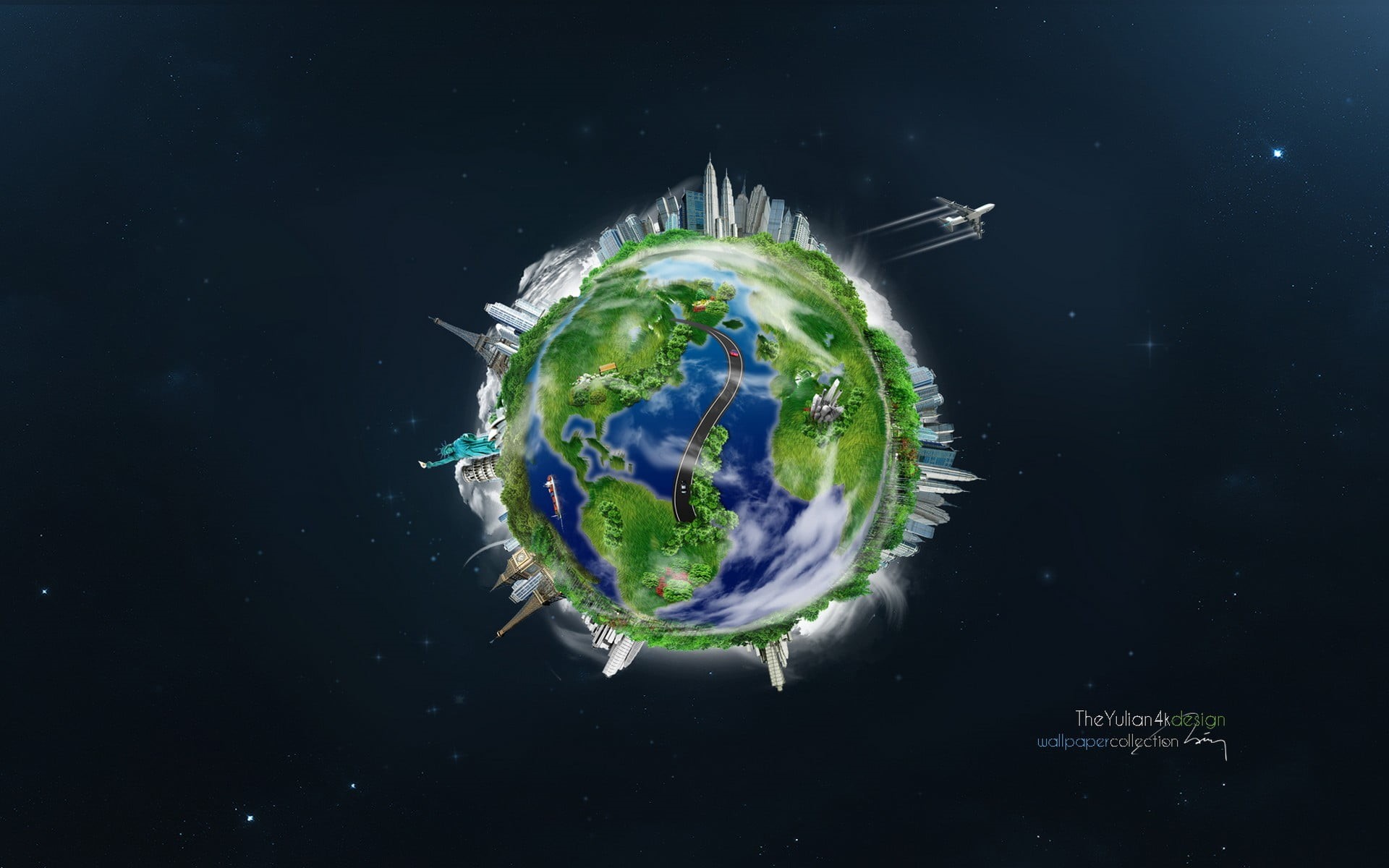 animal, airplane, planet - space, green color, science, motion, globes, water, digital composite, studio shot, close-up, nature, building, sea, sphere, HD Wallpaper