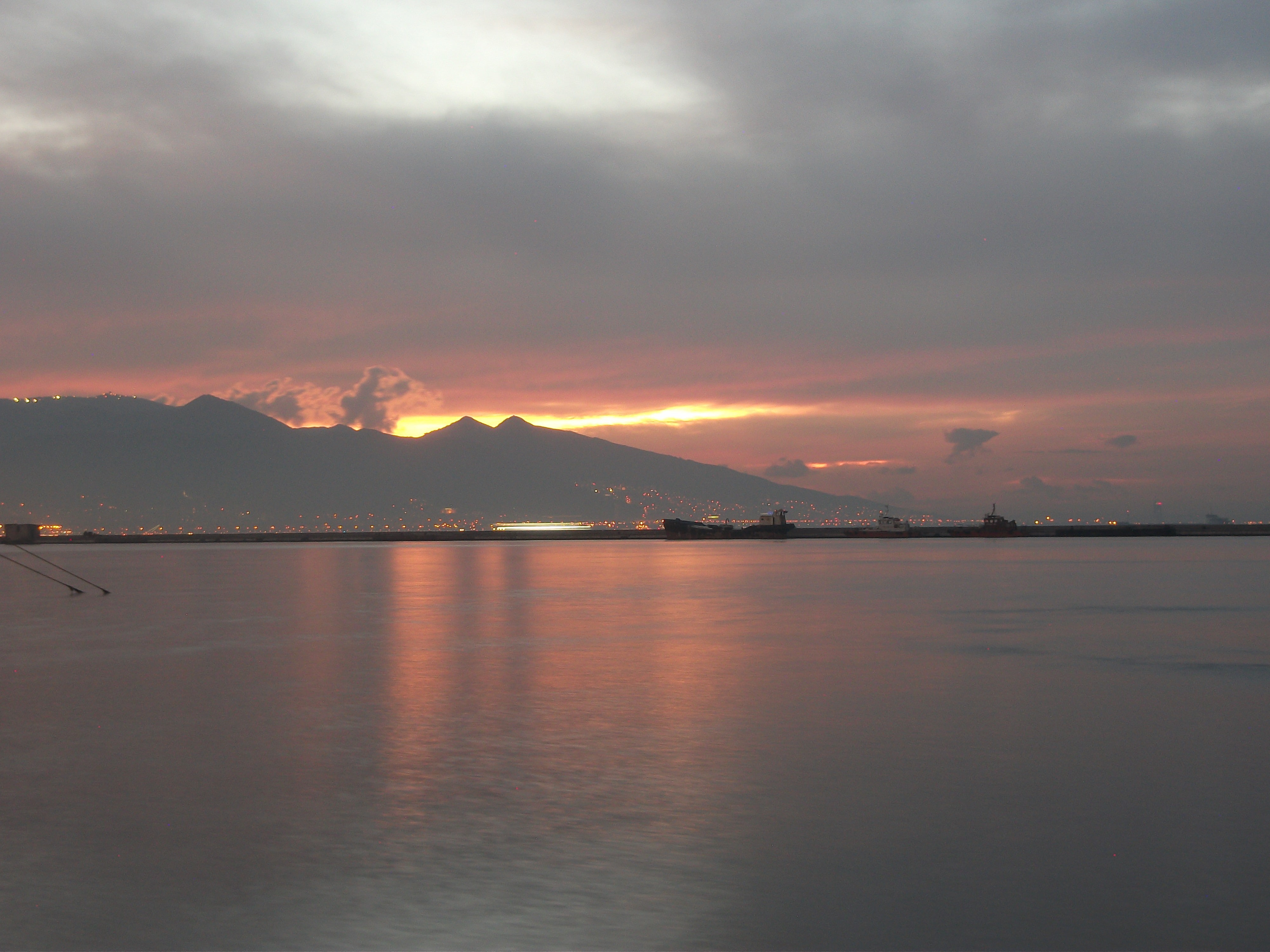 nature, mountain range, 4K, tranquil scene, sunset, mountains, waterfront, tranquility, no people, water, non-urban scene, scenics - nature, sky, reflection, HD Wallpaper