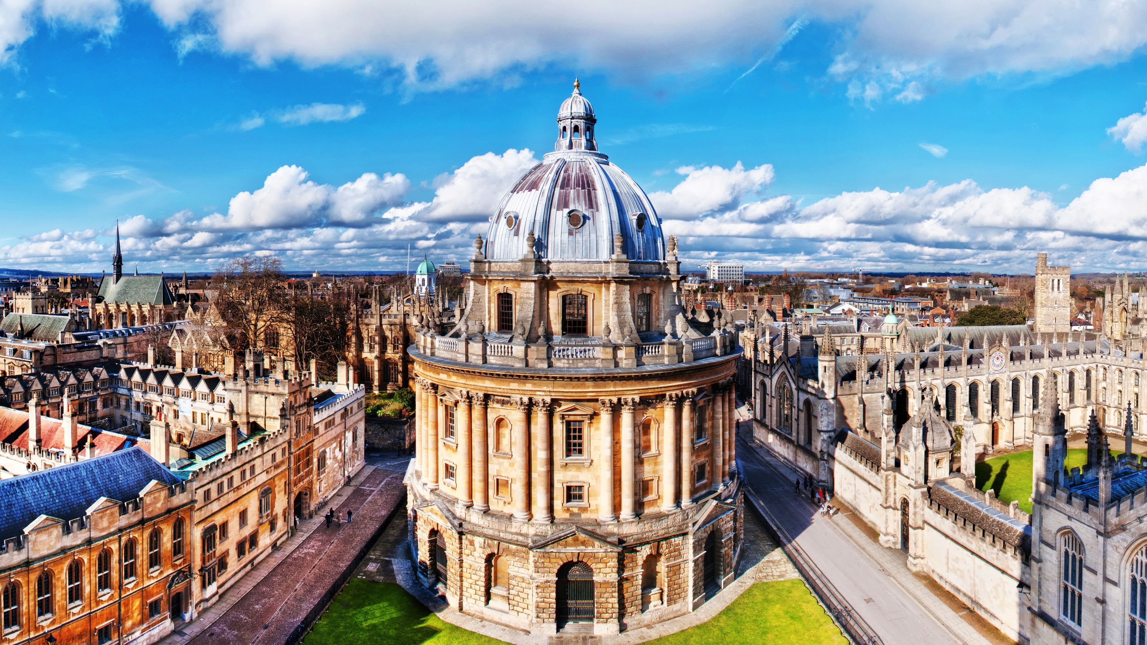 cityscape, tourism, the past, landscape, nature, built structure, 4K, sky, travel destinations, outdoors, radcliffe square, cloud - sky, panorama, dome, HD Wallpaper