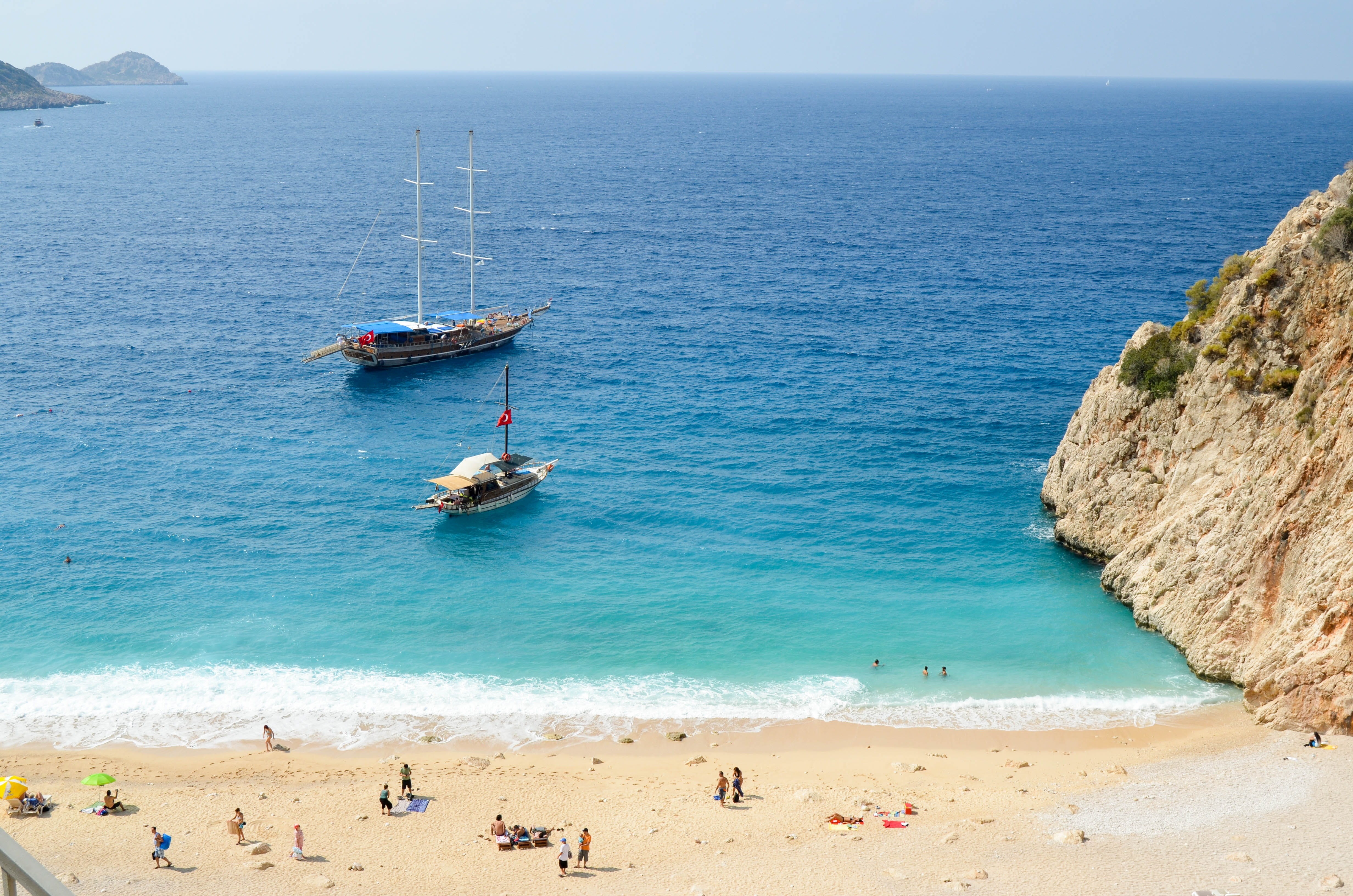 mode of transportation, 4K, sand, scenics - nature, turkey, large group of people, marine, day, mediterranean, blue, sky, nature, crowd, beach, outdoors, HD Wallpaper