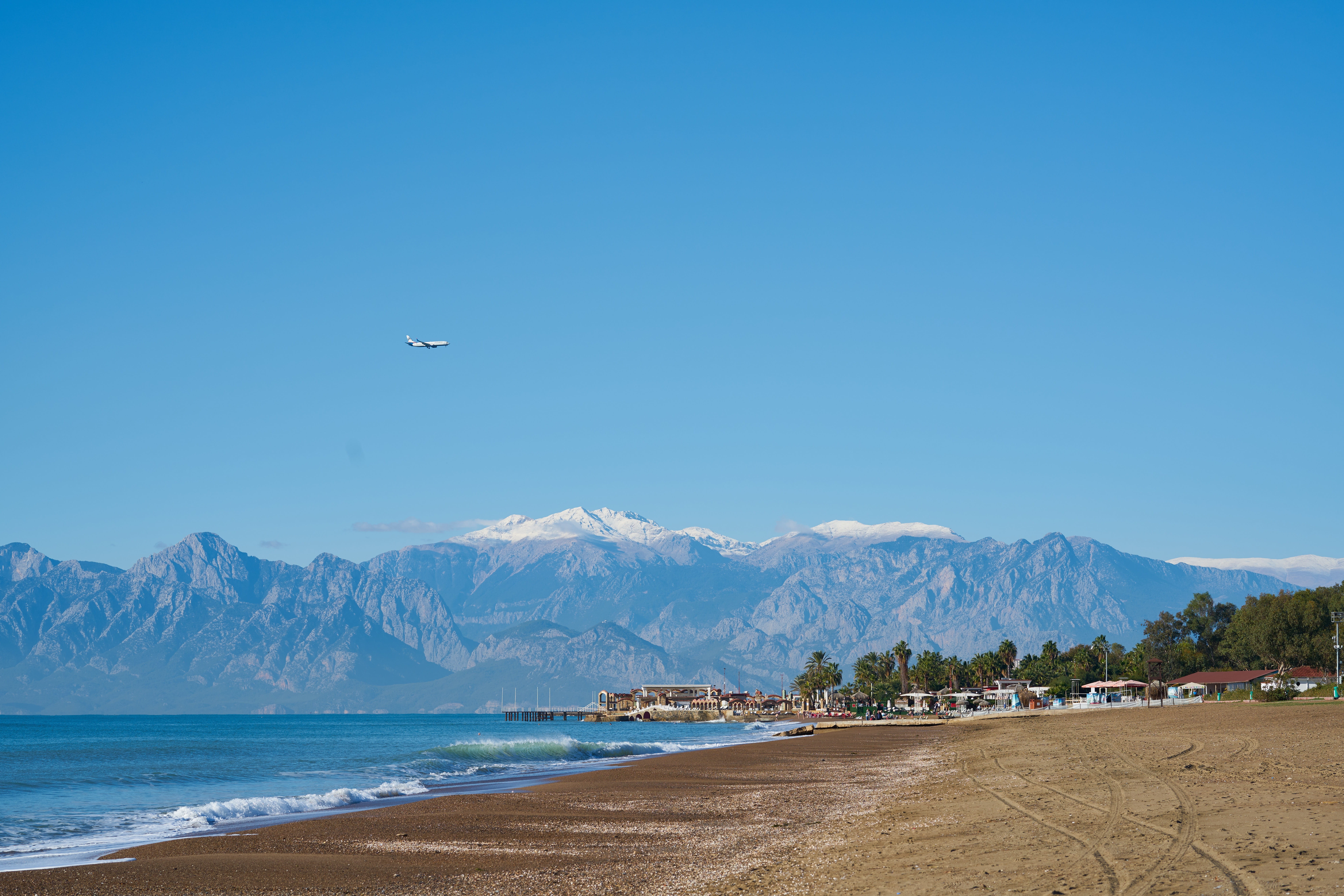 great, mode of transportation, taurus mountains, coastal, beauty in nature, sea, outdoors, peace, turkey, mediterranean, land, season, tourism, blue, lara, HD Wallpaper