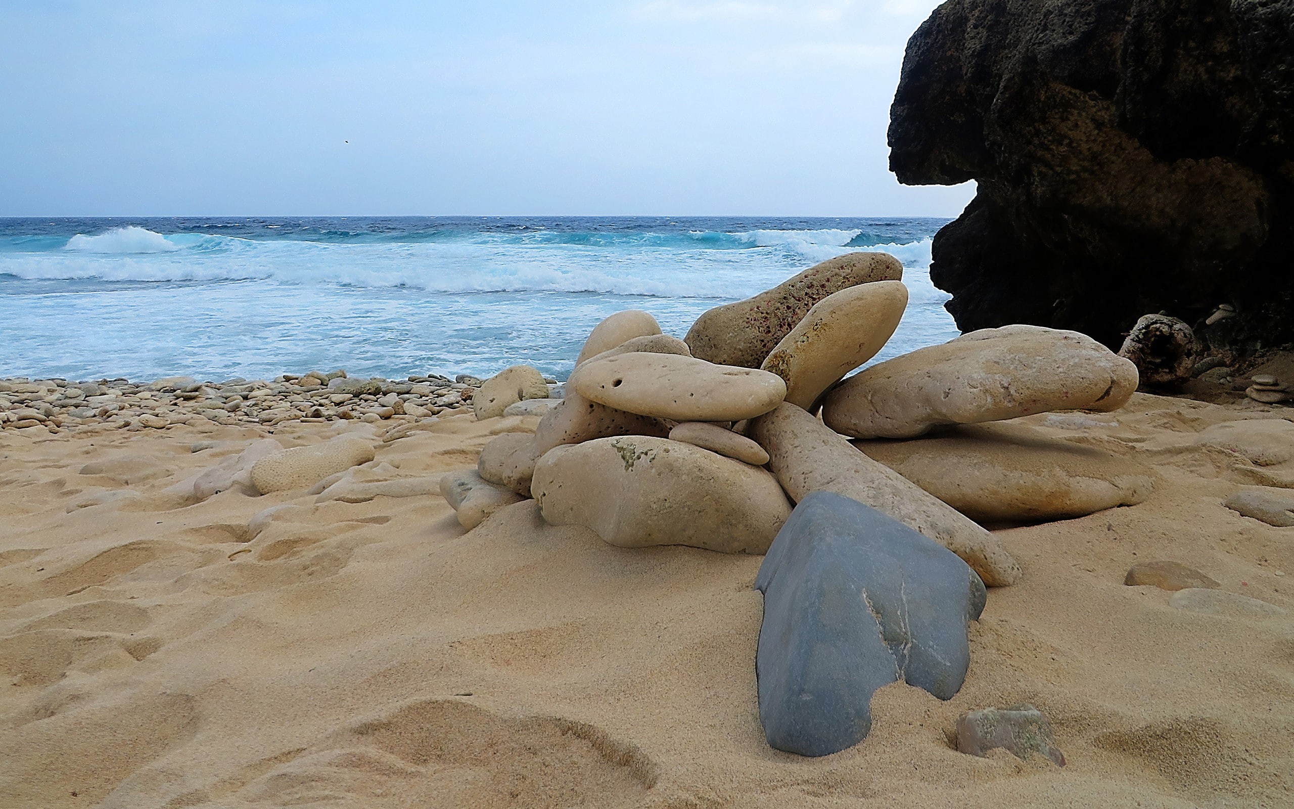 Aruba, 2K, sea, stones, beach, HD Wallpaper