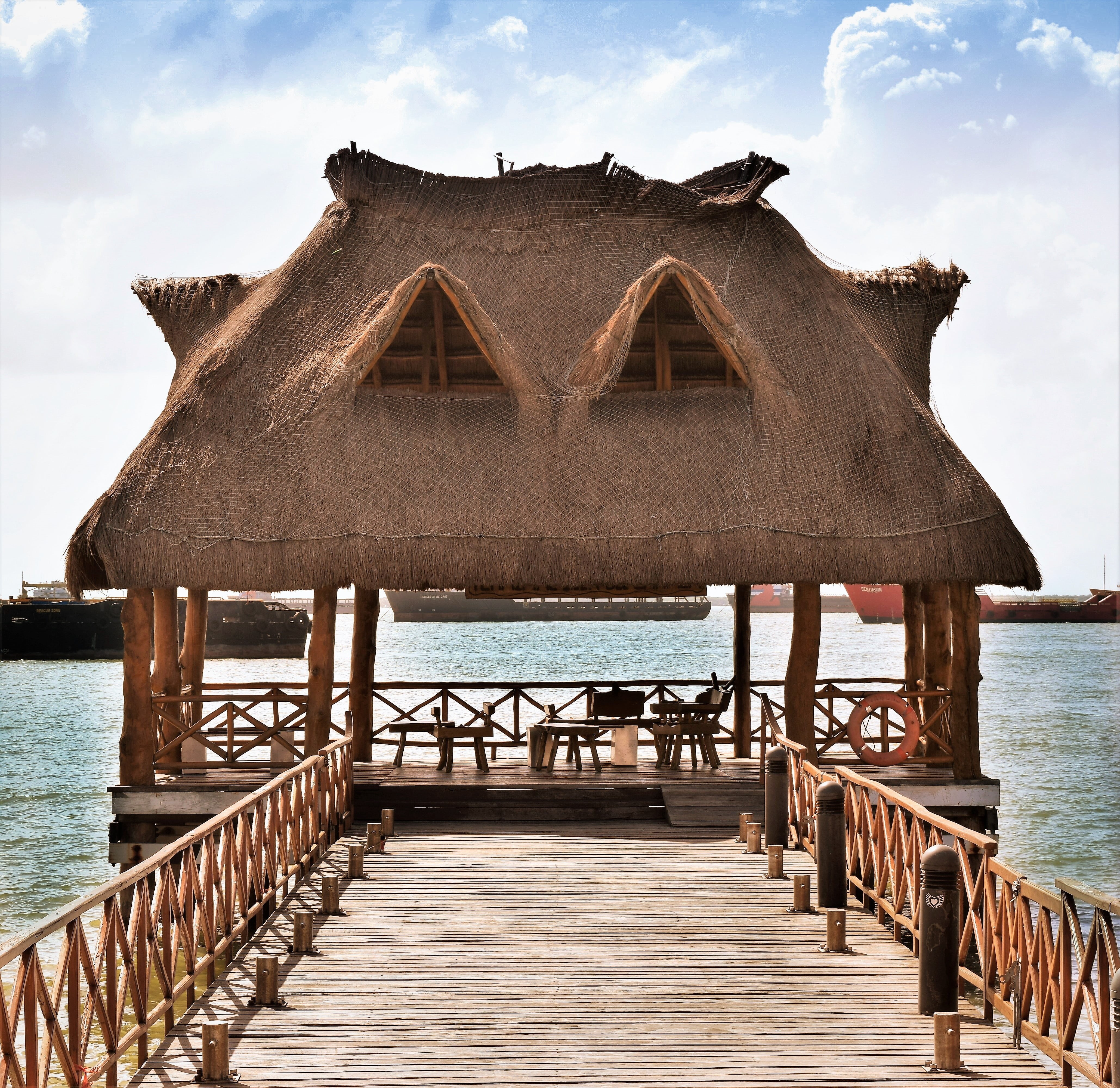 ciudad del carmen, nature, outdoors, cloud - sky, built structure, day, architecture, port, railing, house, 4K, campeche, wood, mexico, building, no people, HD Wallpaper