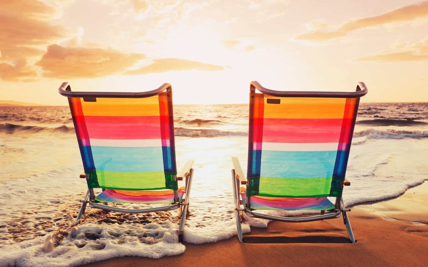 sunlight, waves, 720P, outdoors, chair, scenics - nature, sky, horizon, holiday, glass, sand, cloud - sky, sunbed, photography, vacations, trip, summer, HD Wallpaper