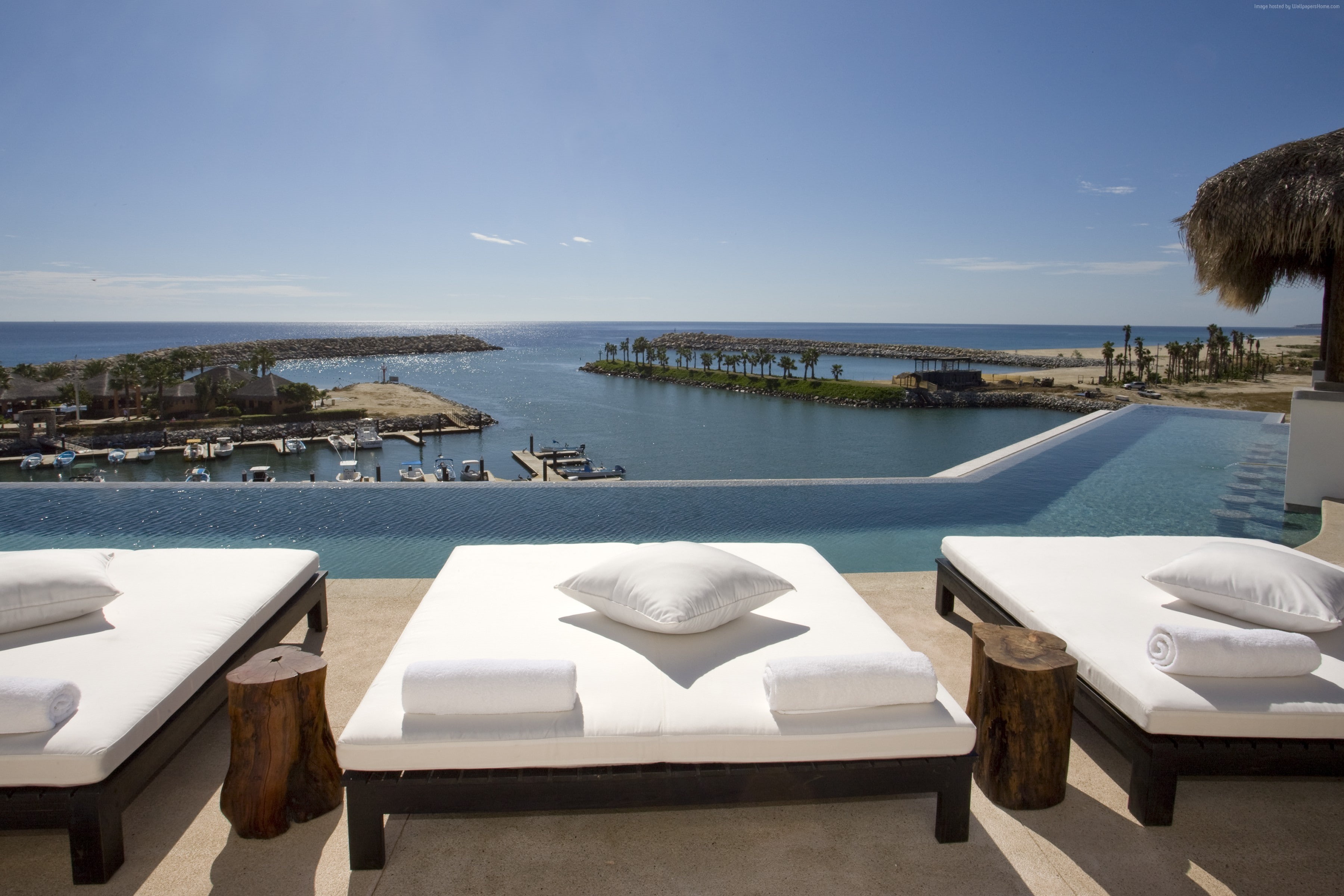 resort, sunbed, 2K, Mexico, vacation, travel, El Ganzo, The best hotel pools 2017 tourism, pool, HD Wallpaper
