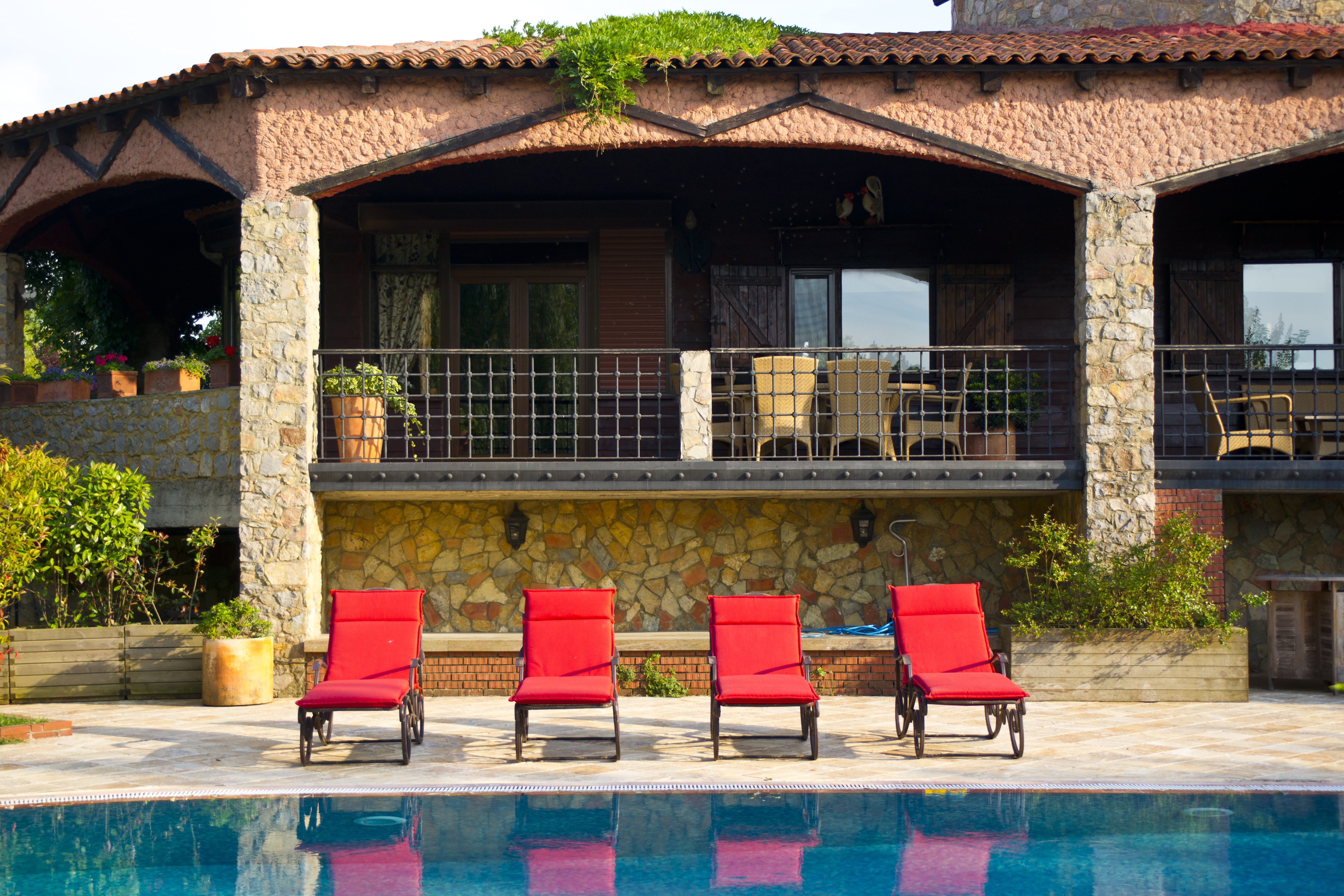 color image, blue, landscape, backgrounds, door, Relax, Pool, outdoors, window, vacations, tiled floor, no People, building, architecture And Buildings, HD Wallpaper