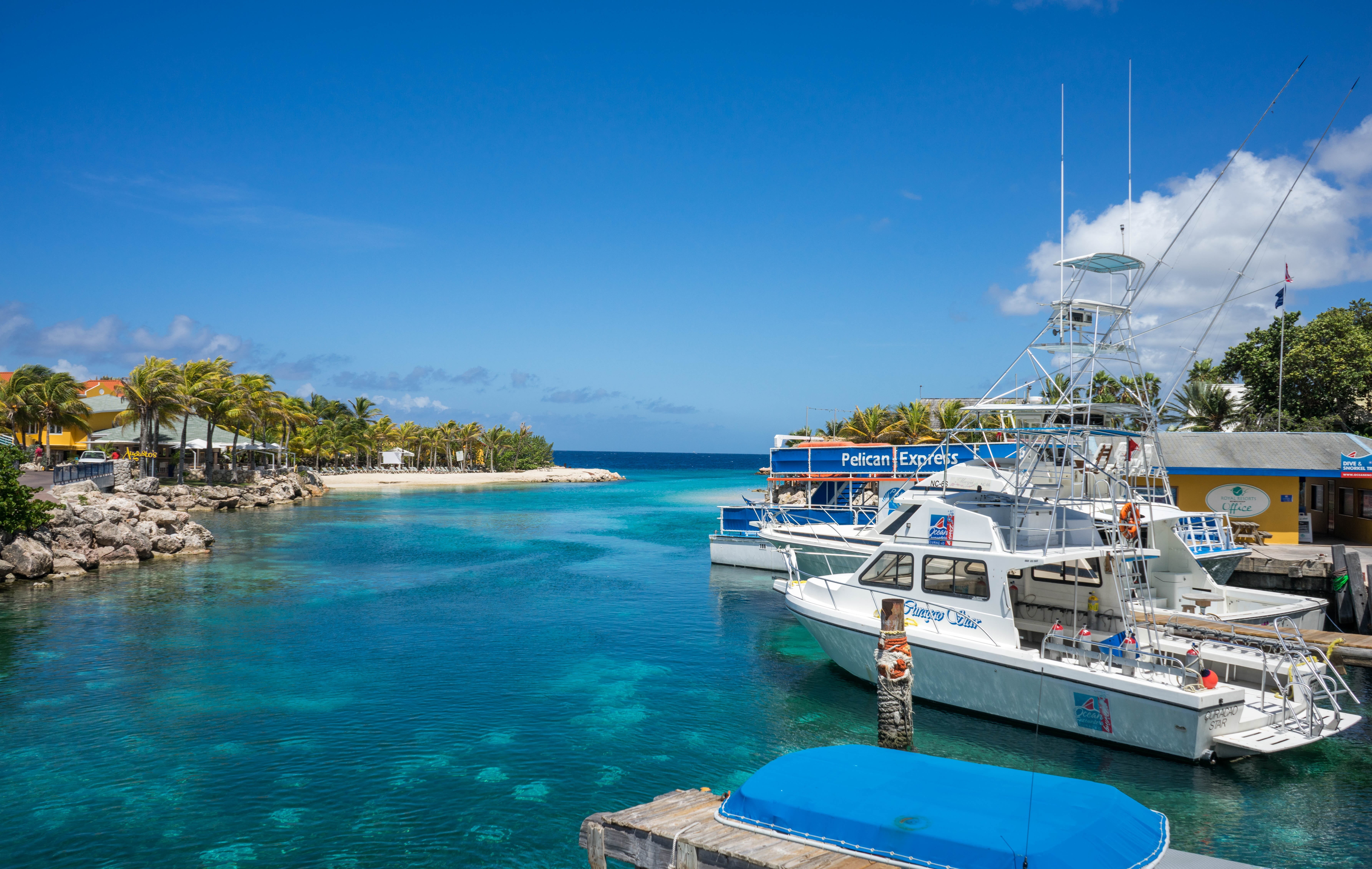 day, skies, tropical, port, outdoors, turquoise colored, sand, transportation, 5K, travel, ocean, mode of transportation, harbor, vacations, tourism, sky, HD Wallpaper