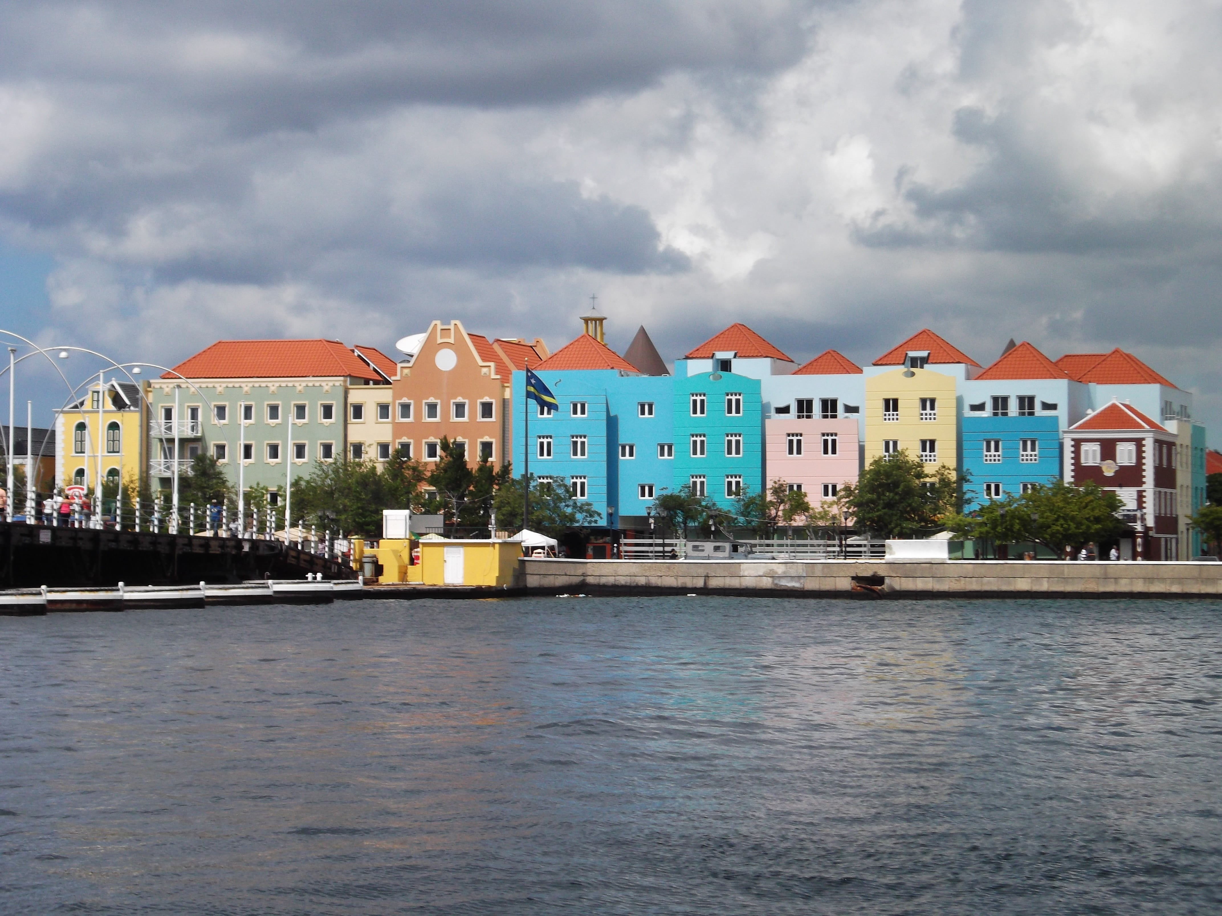homes, caribbean, residential district, built structure, netherlands antilles, willemstad, colorful, 4K, building, nature, capital, nautical vessel, river, HD Wallpaper