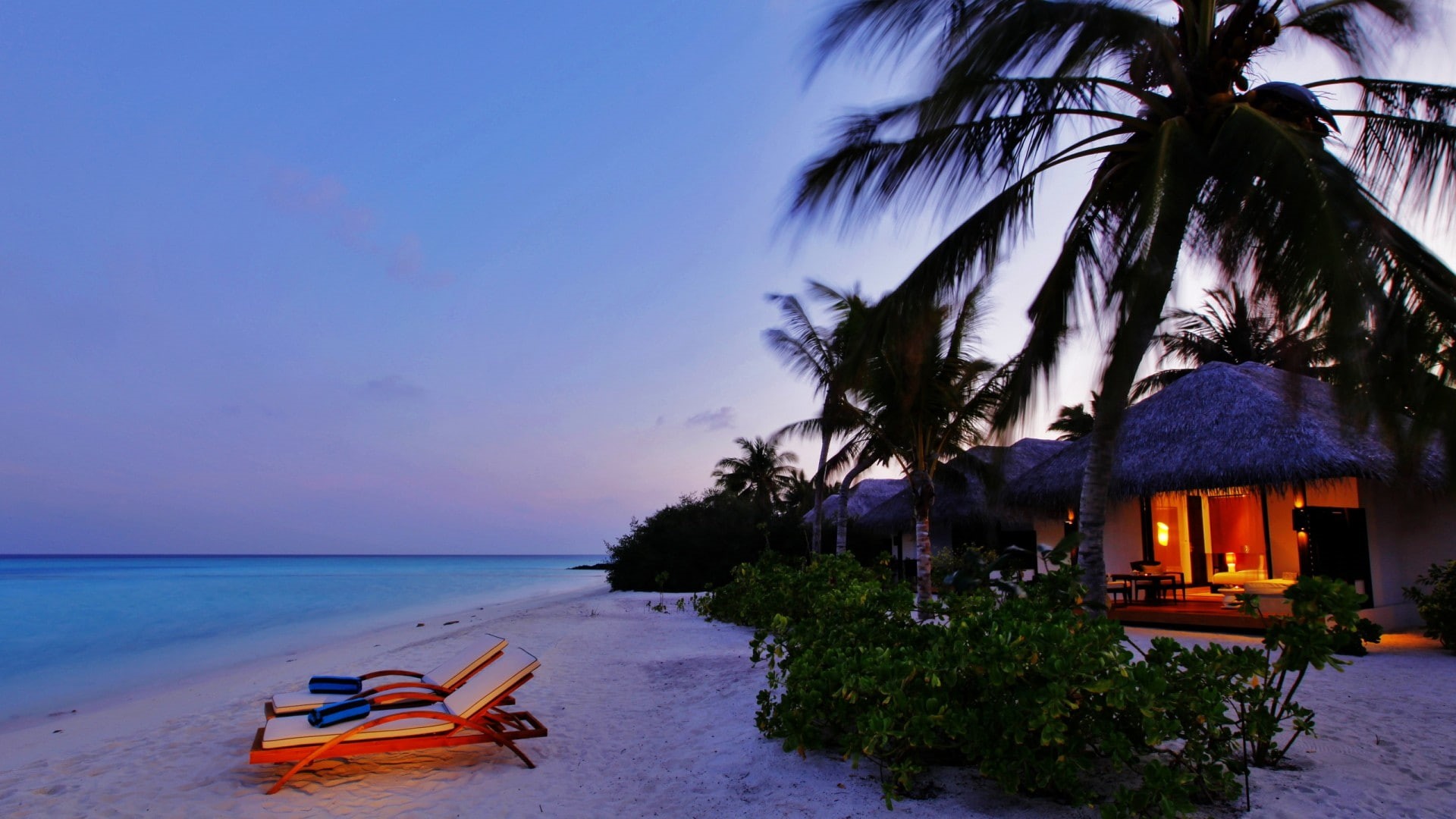 1080P, hut, beach, resort, nature, hotel, hd, chairs, tropical, ocean, HD Wallpaper