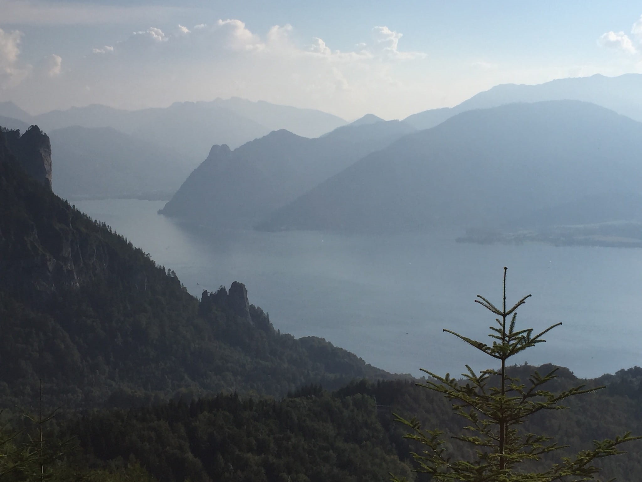 tree, sky, mountain, austria, tranquil scene, non-urban scene, mountain range, tranquility, remote, no people, 1080P, trees, day, lake, landscape, idyllic, HD Wallpaper