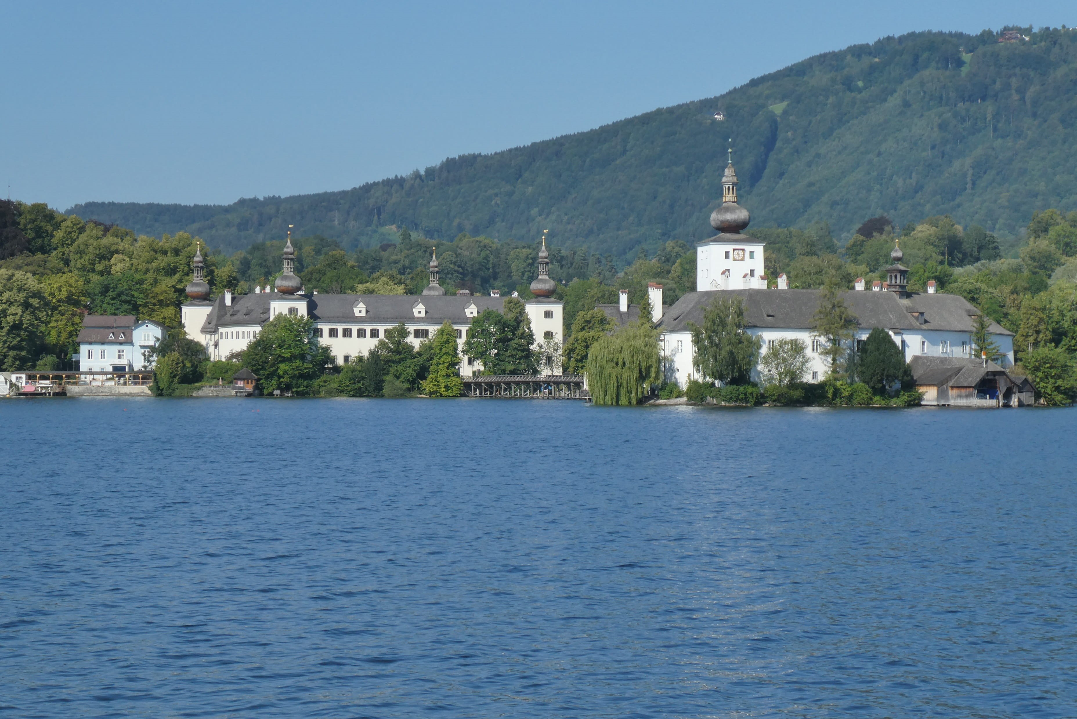 plant, outdoors, travel, architecture, castle, no people, waterfront, sights, place of worship, sea, beauty in nature, gmunden, sky, austria, day, religion, HD Wallpaper