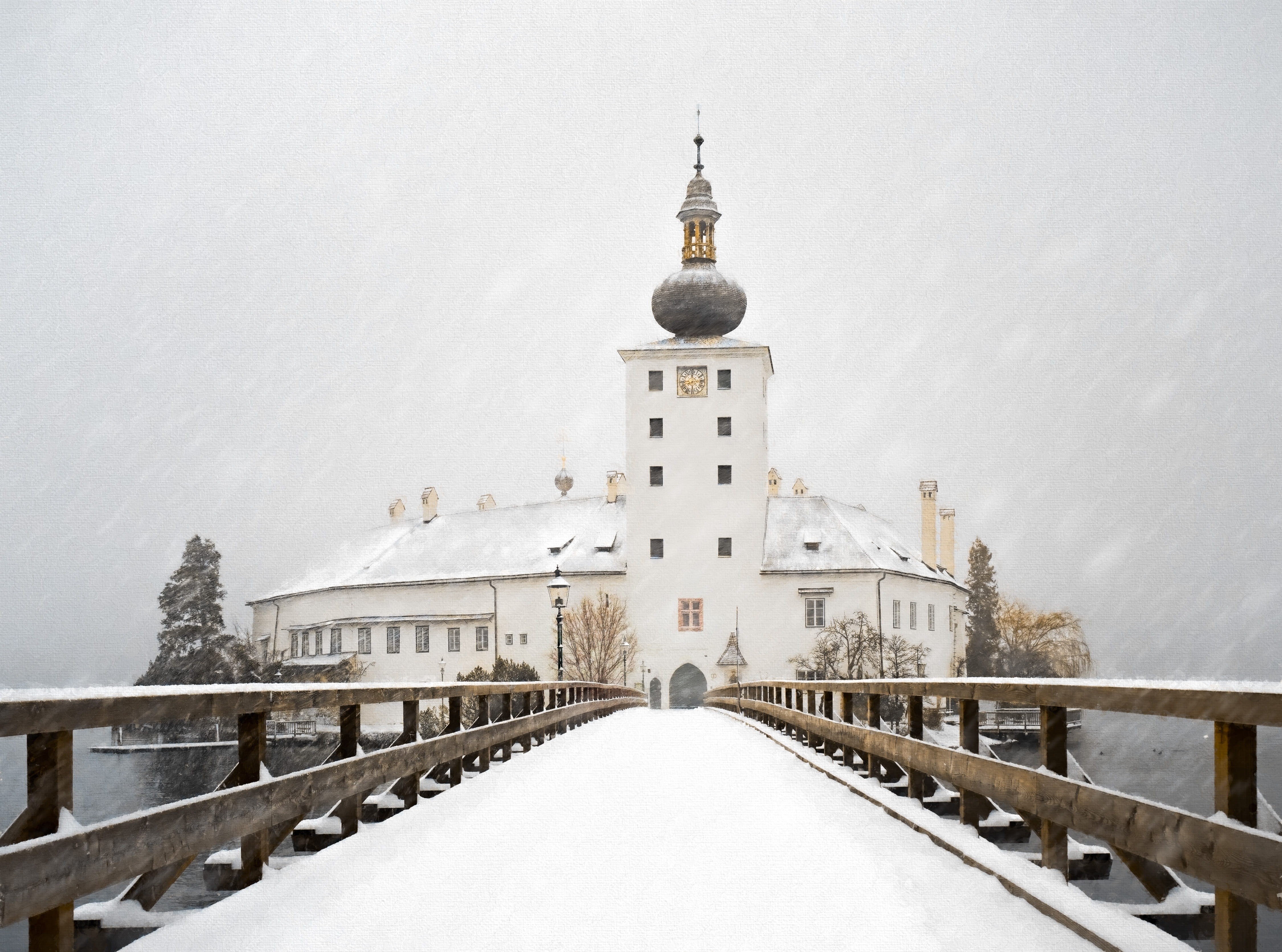 places of interest, sky, tourist attraction, blizzard, bridge, mood, photo, storm, landscape, building exterior, travel destinations, snowing, travel, built structure, HD Wallpaper