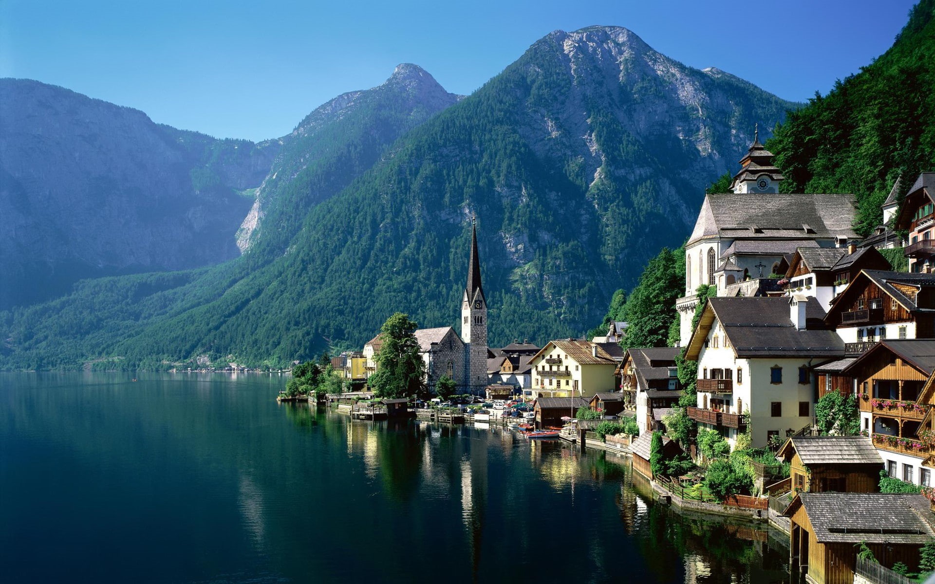 Hallstatt, Austria, lake, 1080P, landscape, HD Wallpaper