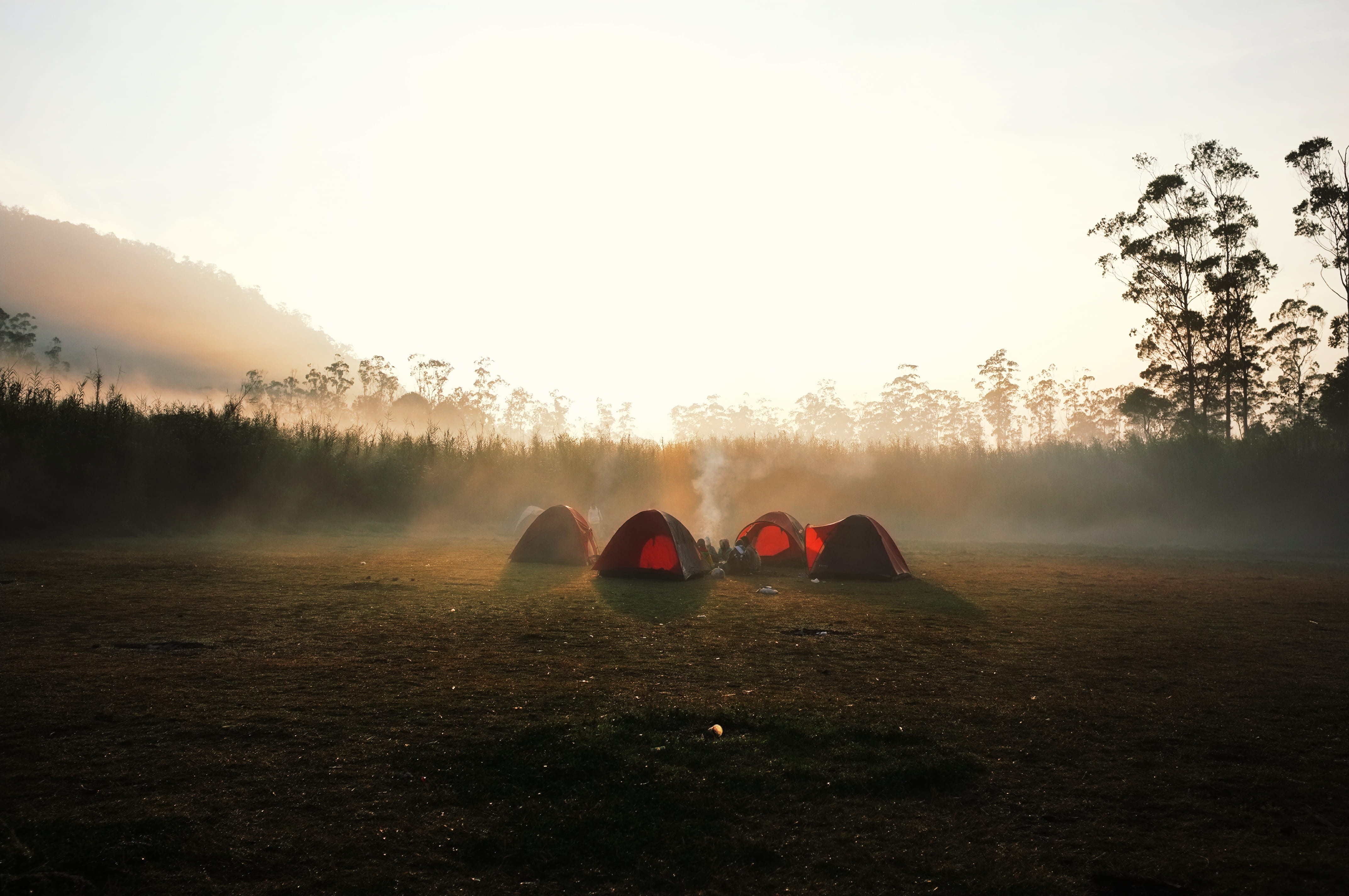 sun, land, rear view, group of people, four, togetherness, lifestyles, women, men, sunrise, dome, dawn, indonesia, silhouette, larch, sunset, leisure activity, HD Wallpaper