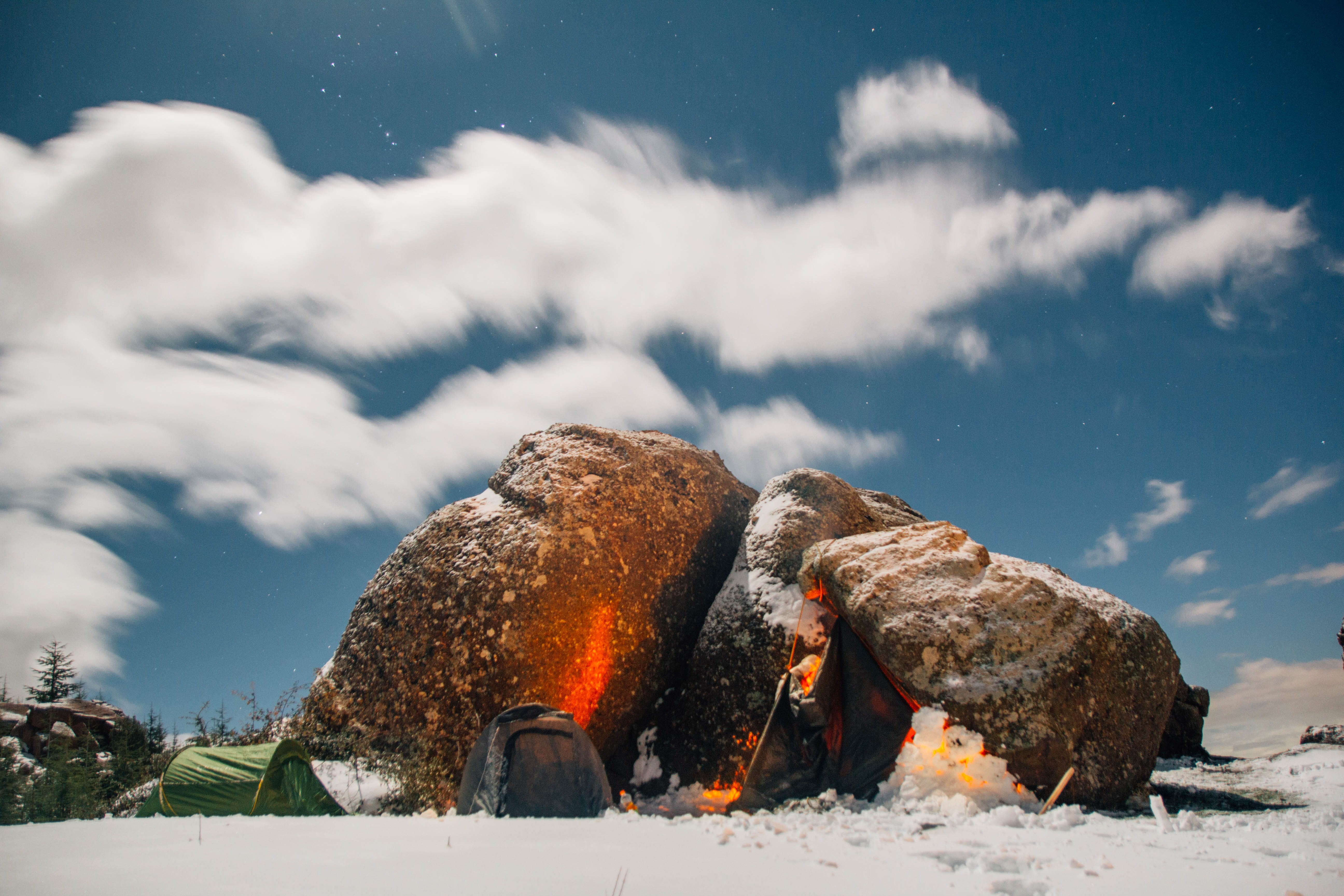 adventure, mountain, rock, dome, blue, cold - Temperature, rock - Object, outdoors, hiking, nature, ice, 5K, cold, camping, snow, winter, light, wanderlust, HD Wallpaper