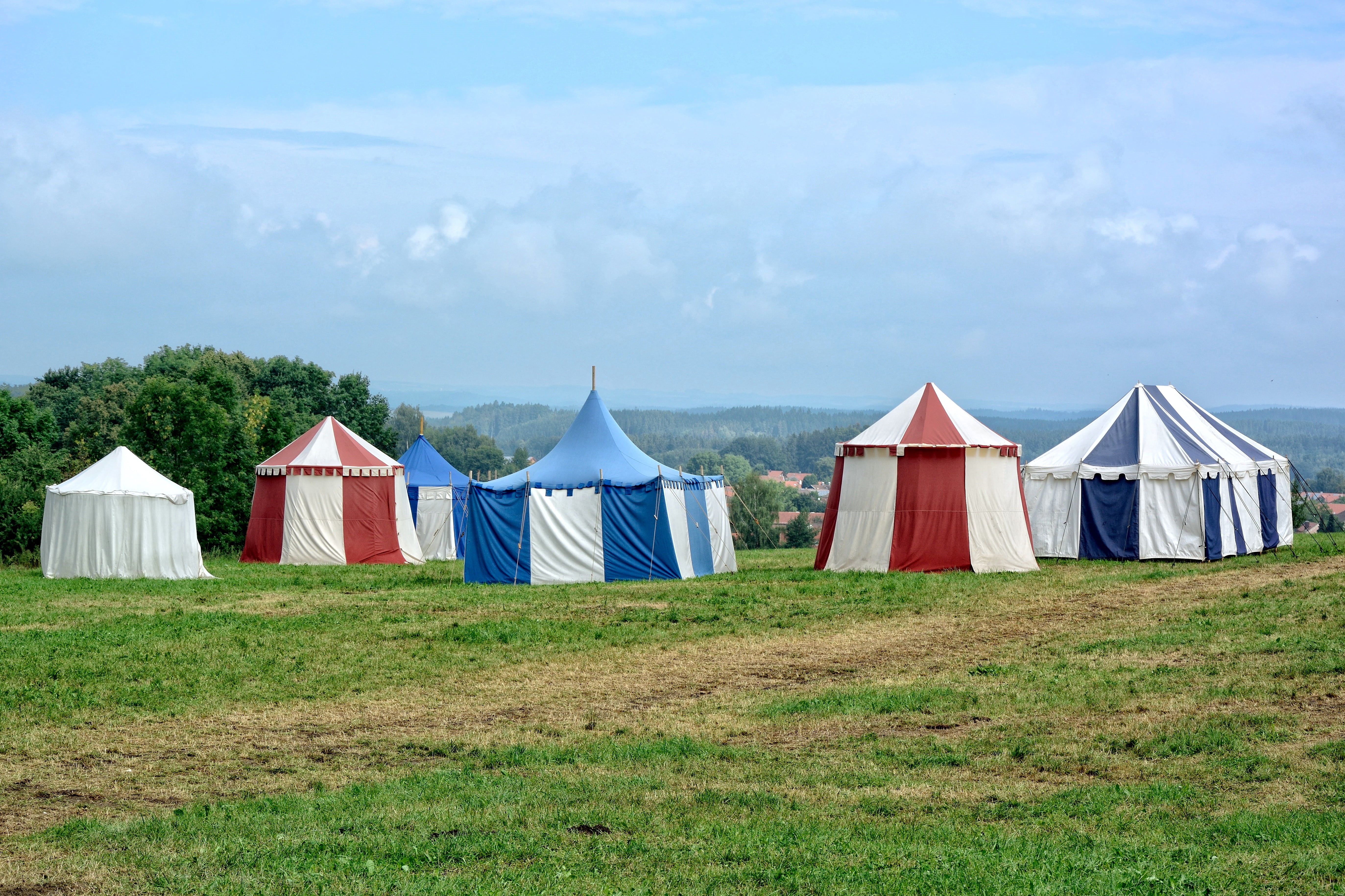 building, no people, outdoor, sky, blue, built structure, nostalgia, 5K, clothing, architecture, nature, day, tents, land, field, nostalgic, romantic, HD Wallpaper