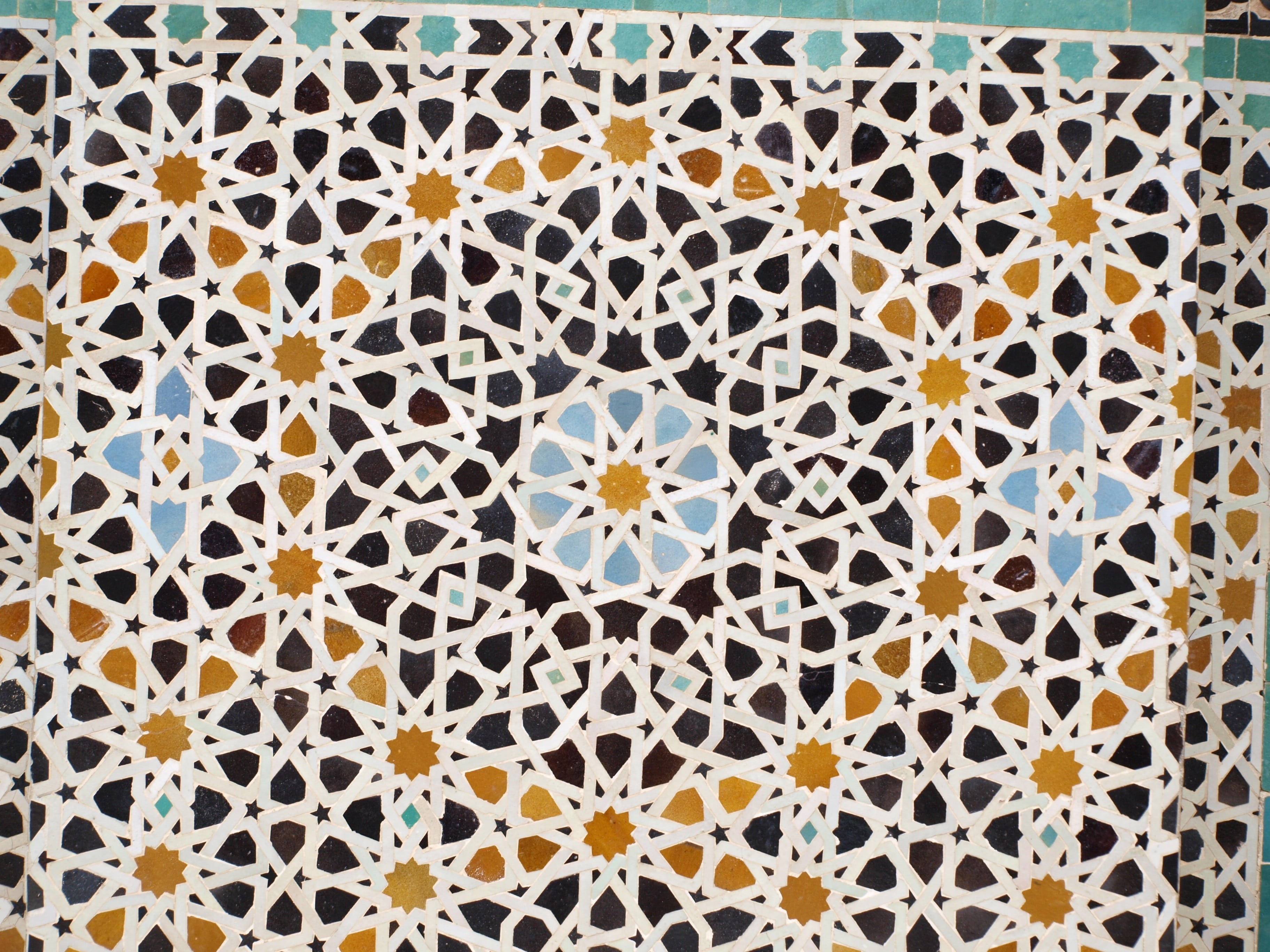 color, 2K, fez, floral pattern, tile, architecture and art, arab, pattern, background, indoors, texture, design, transfer print, yellow, craft, shape, HD Wallpaper