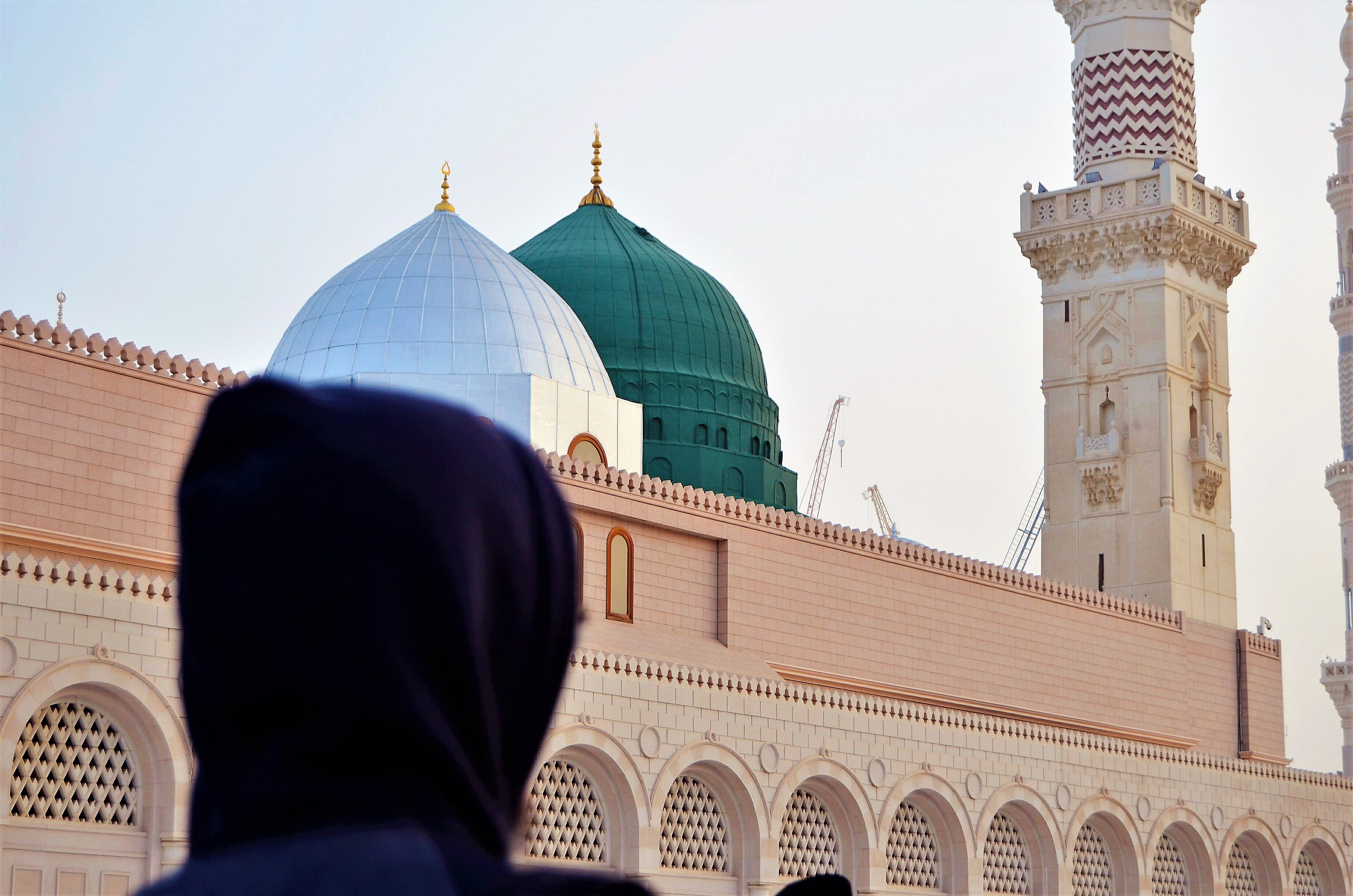 built structure, building, low angle view, religion, place of worship, sky, mosque, masjid, people, spirituality, one person, muslim, winter, travel destinations, HD Wallpaper