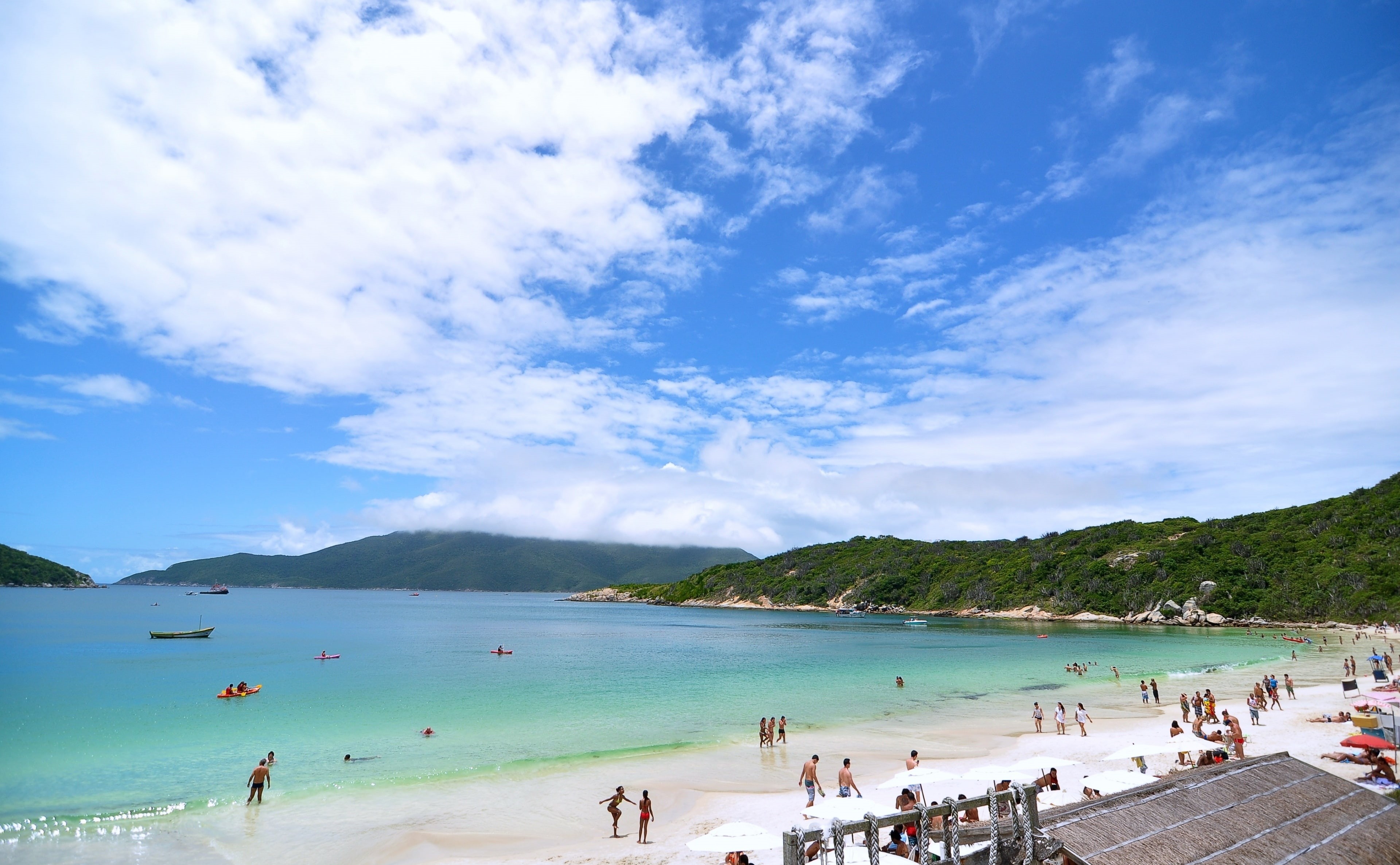 group of people, nature, outdoors, arraialdocabo, turquoise colored, water, crowd, mountain, holiday, cabo, Janeiro, 4K, sea, cloud - sky, leisure activity, HD Wallpaper
