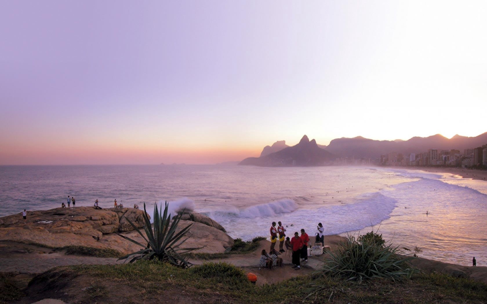ipanema Beach, sunrise - Dawn, sun, travel, togetherness, leafed, outdoors, landscape, sky, travel Destinations, women, people, group of people, 720P, HD Wallpaper