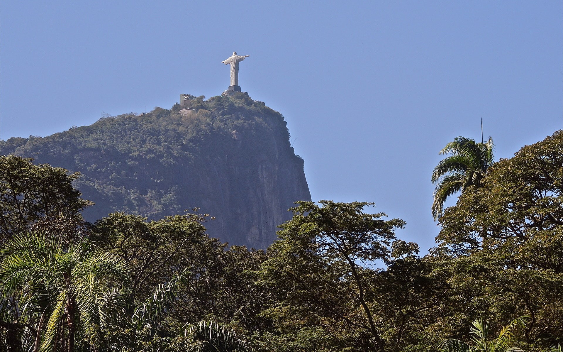 de, 1080P, statue, redeemer, janeiro, rio, trees, the, hd, christ, nature, HD Wallpaper