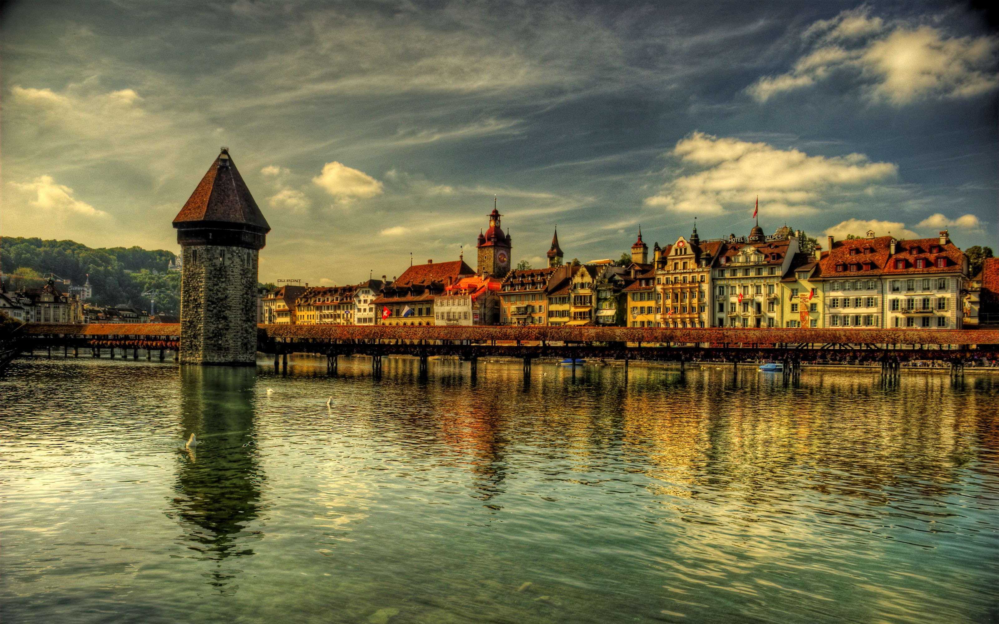 Reflection, 2K, Luzern, House, Man Made, Switzerland, Building, Town, HD Wallpaper