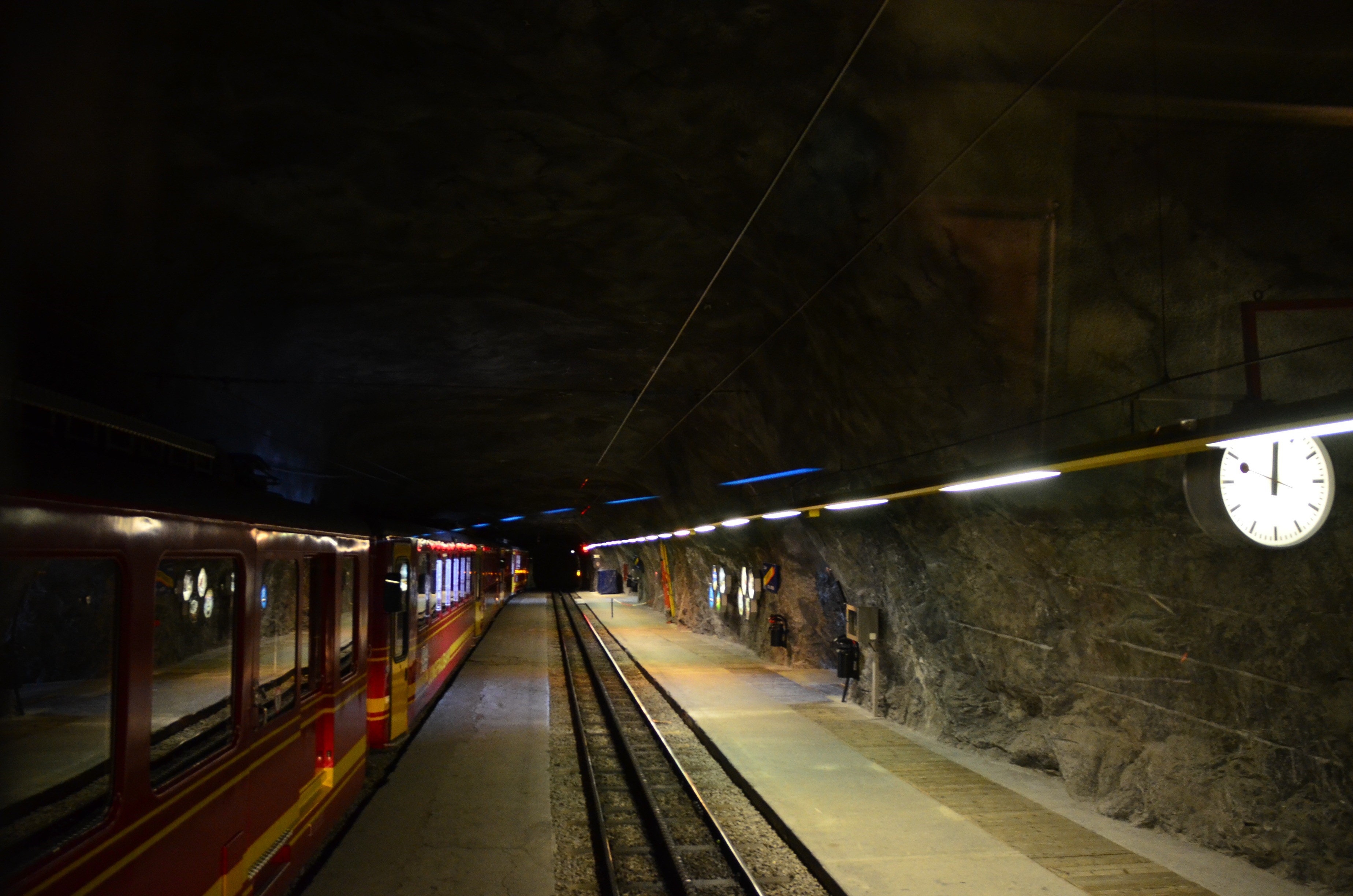 train, track, architecture, indoors, swiss, top of mountin, railroad station, 2K, luzern, train - vehicle, ceiling, night, diminishing perspective, built structure, HD Wallpaper