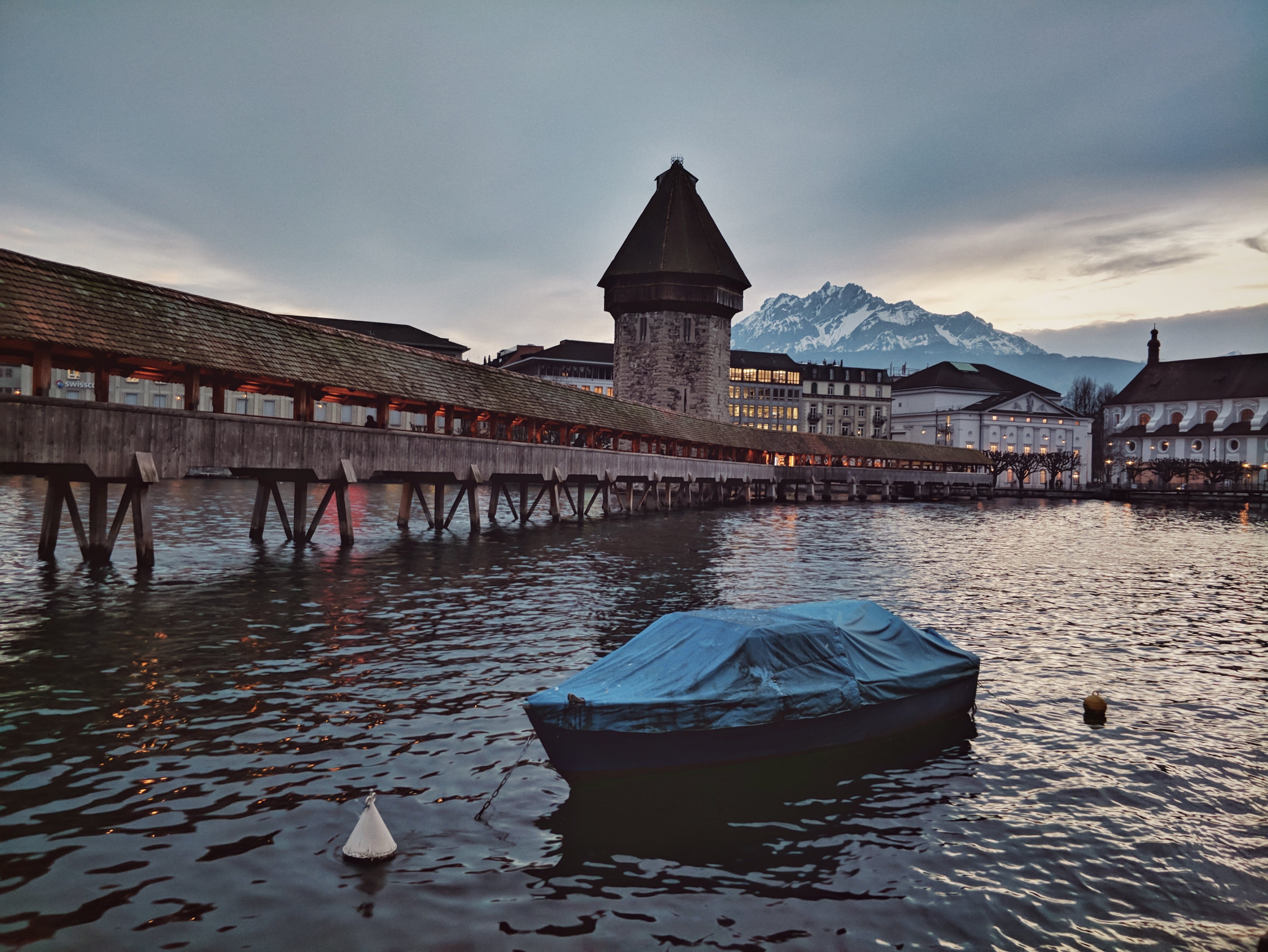 mountain, switzerland, no people, tower, sky, mode of transportation, nautical vessel, lucerne, luzern, connection, architecture, water, reuss, waterfront, HD Wallpaper
