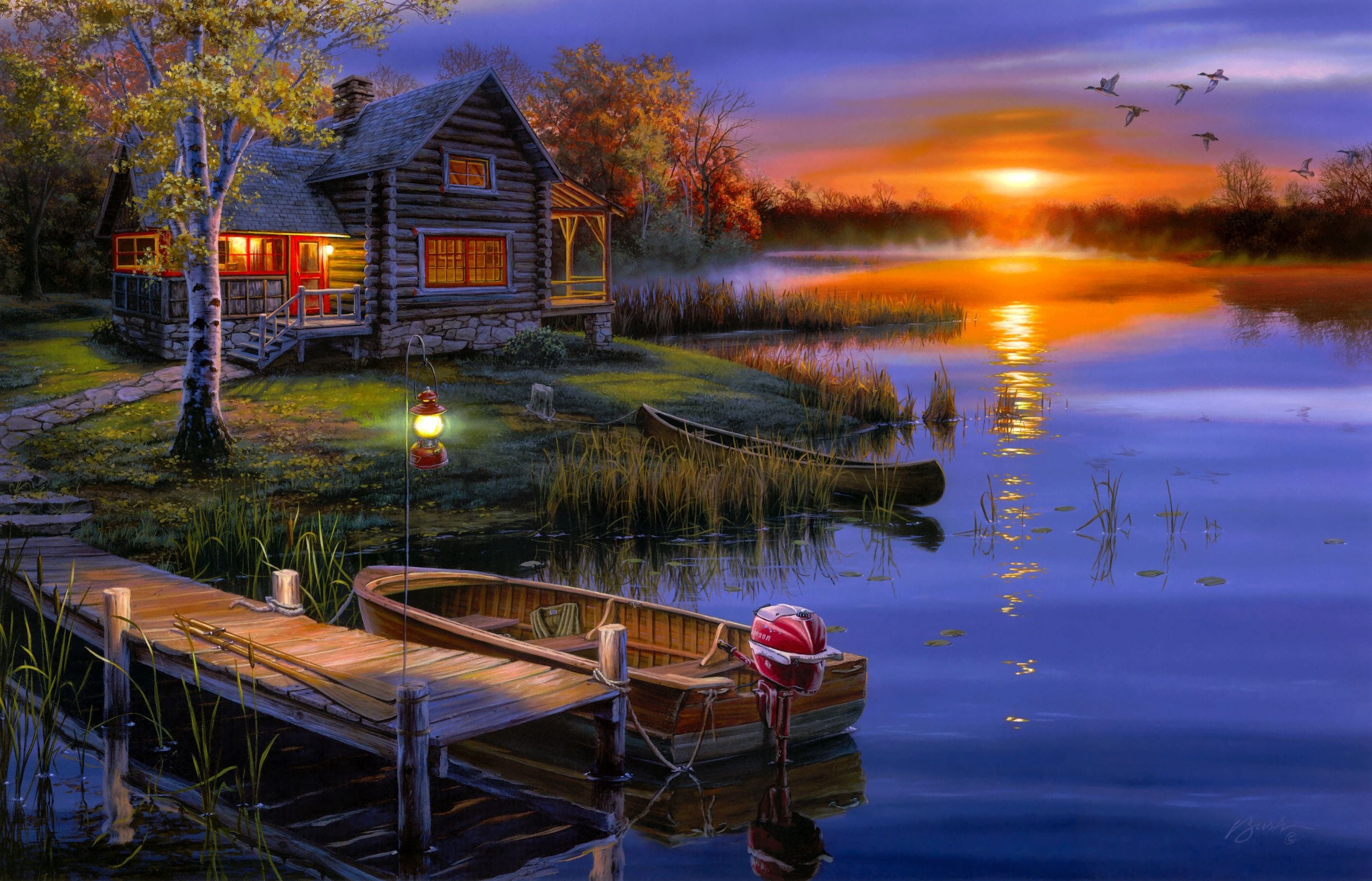 decline, color Image, wood - Material, wooden post, water, lake, non-Urban Scene, lodge, forest, old, autumn, boathouse, scenics, built structure, morning, HD Wallpaper