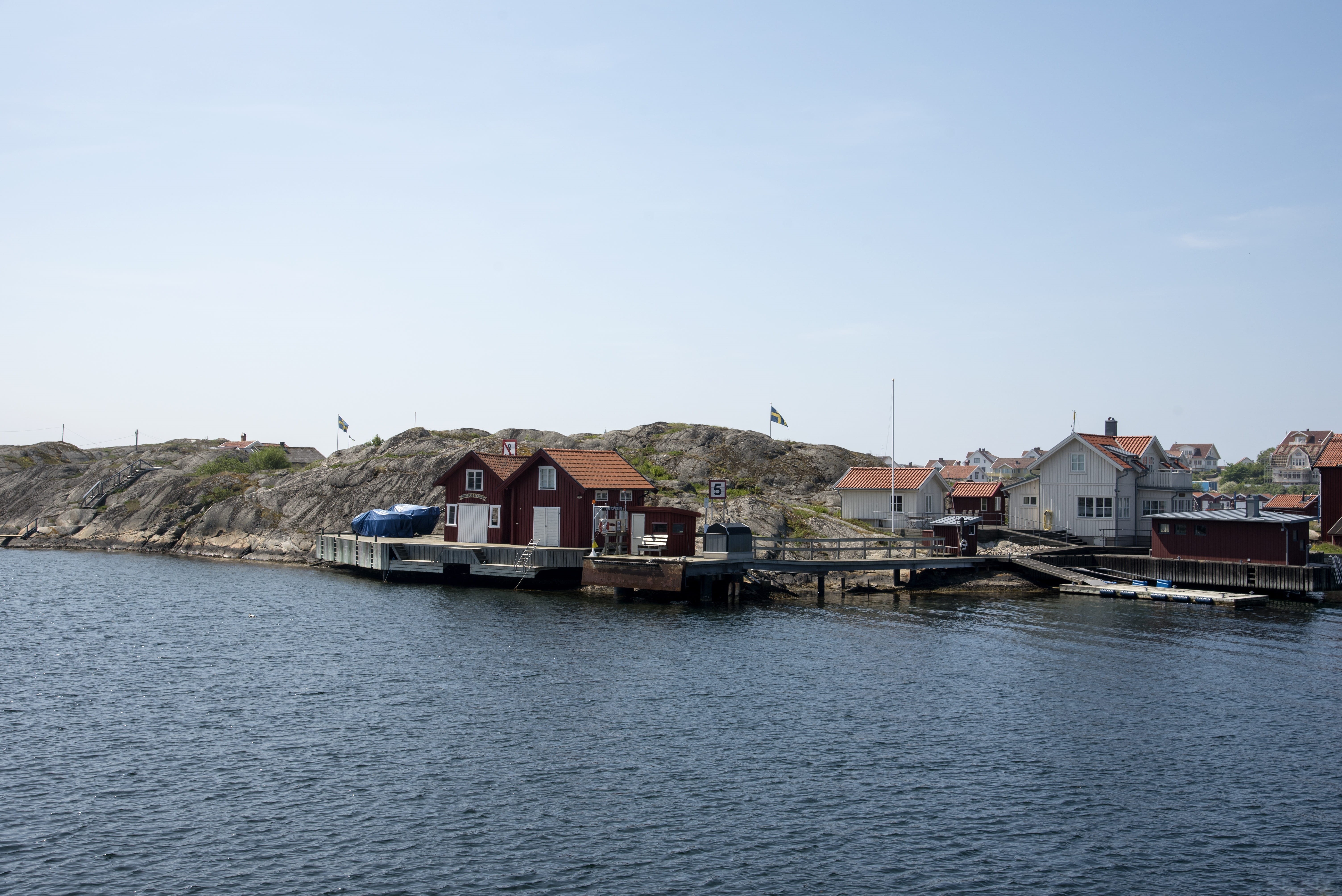 sea life, fishing industry, blue, waterfront, nature, nautical vessel, cliffs, residential district, building exterior, sweden, transportation, coastal, HD Wallpaper