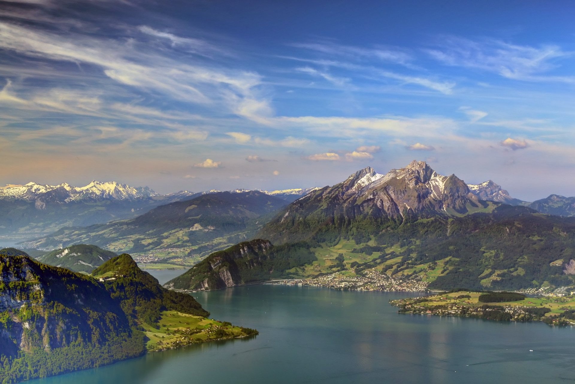 nature, no people, outdoors, Mountains, reflection, Lucerne, tranquil scene, beauty in nature, Sky, scenics - nature, 1080P, rock, day, non-urban scene, HD Wallpaper